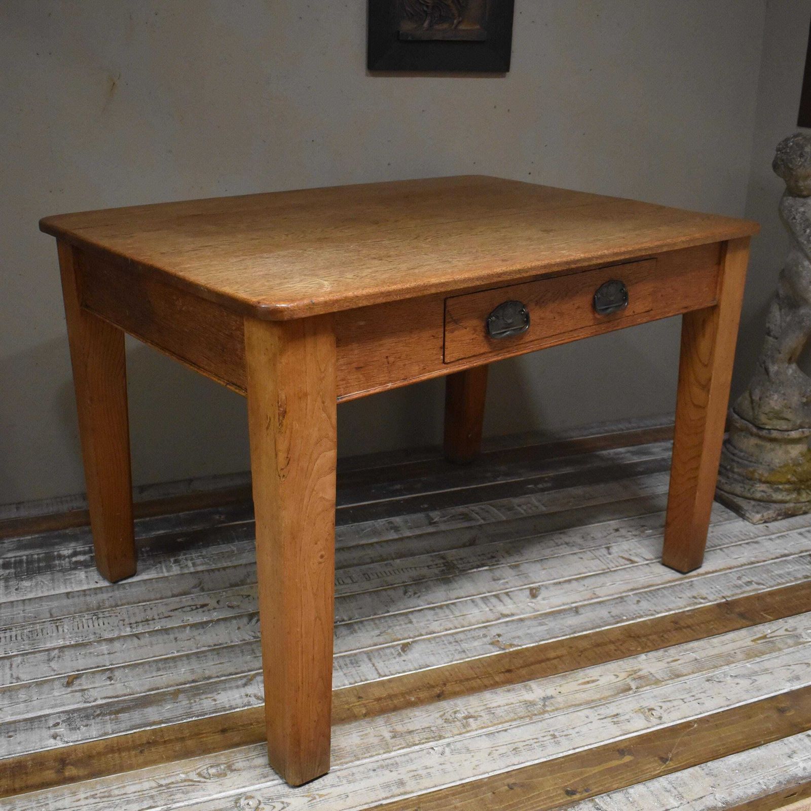 Vintage Oak Bakers Prep Kitchen Scullery Dining Table photo 995.0