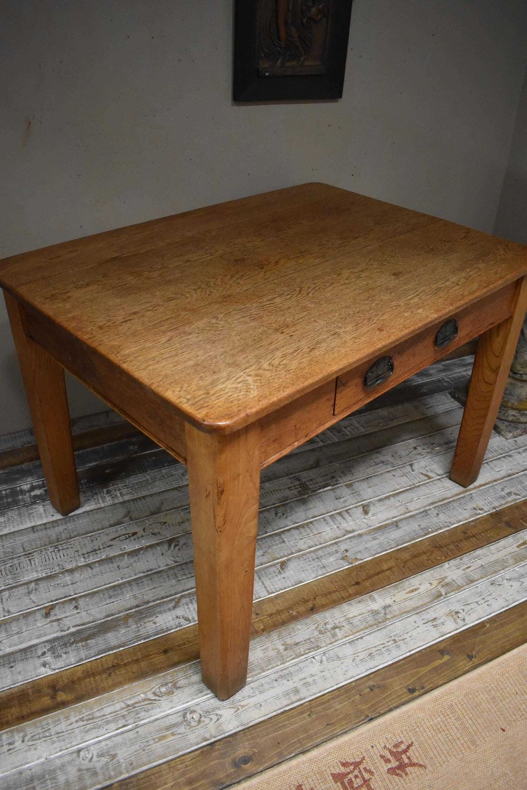 Vintage Oak Bakers Prep Kitchen Scullery Dining Table photo vinterior