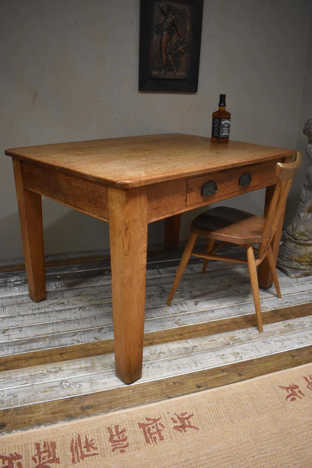 photo furniture Vintage Oak Bakers Prep Kitchen Scullery Dining Table