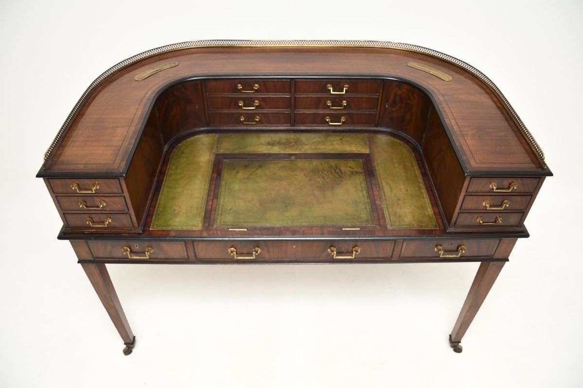 Antique Inlaid Mahogany Leather Top Carlton House Desk photo Furniture