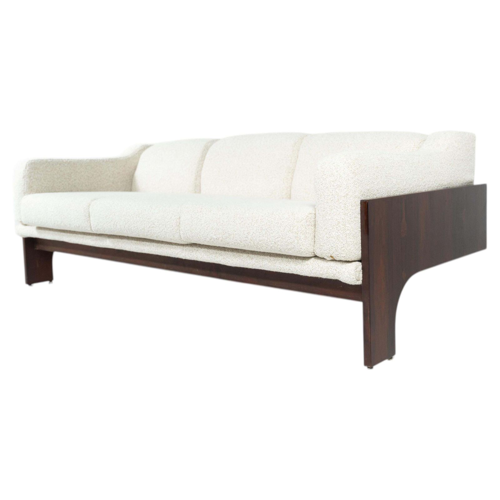 Mid Century Sofa Oriolo By Claudio Salocchi For Sormani Wood And White Fabric
