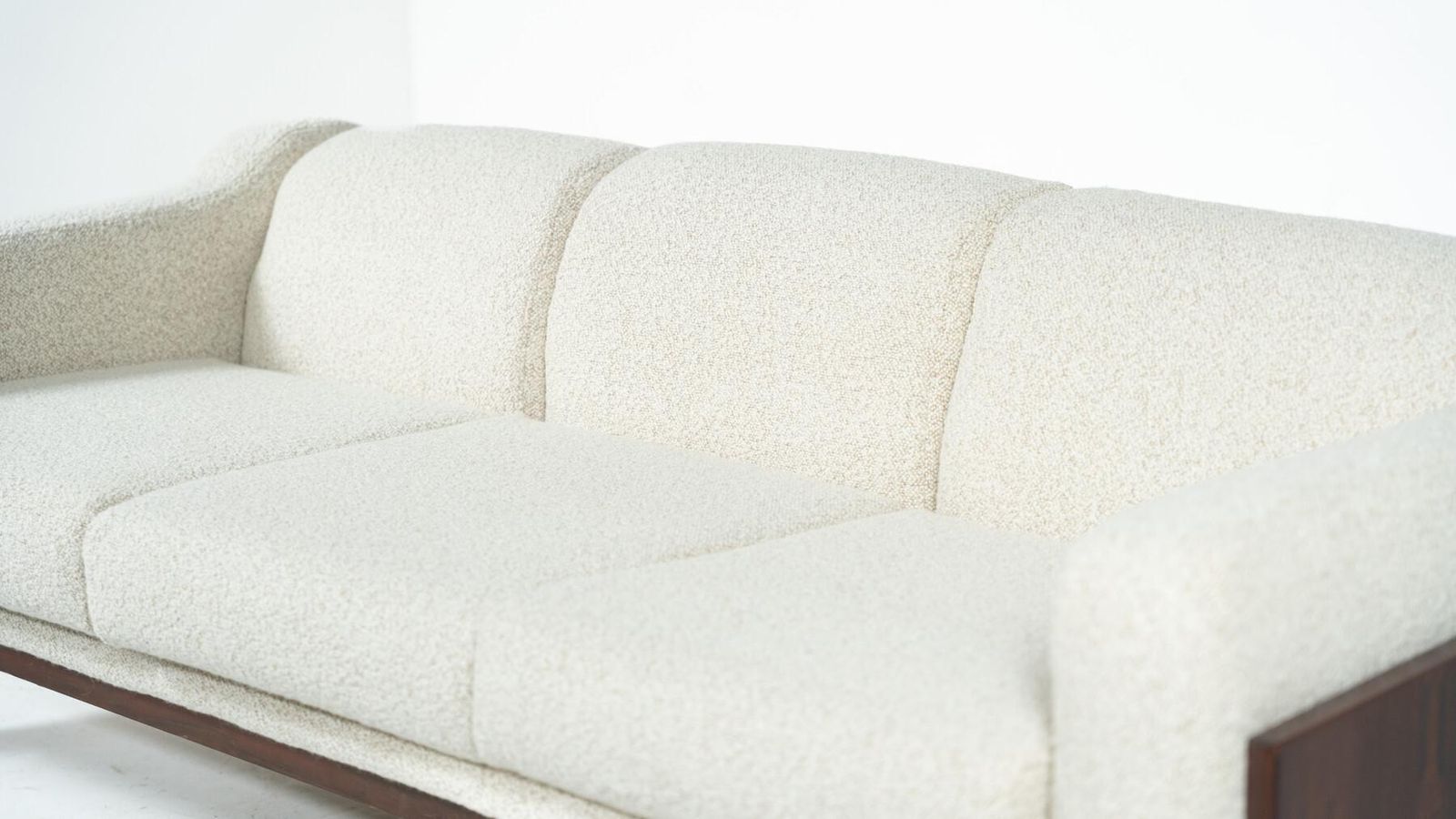 Furniture Mid Century Sofa Oriolo By Claudio Salocchi For Sormani Wood And White Fabric photo