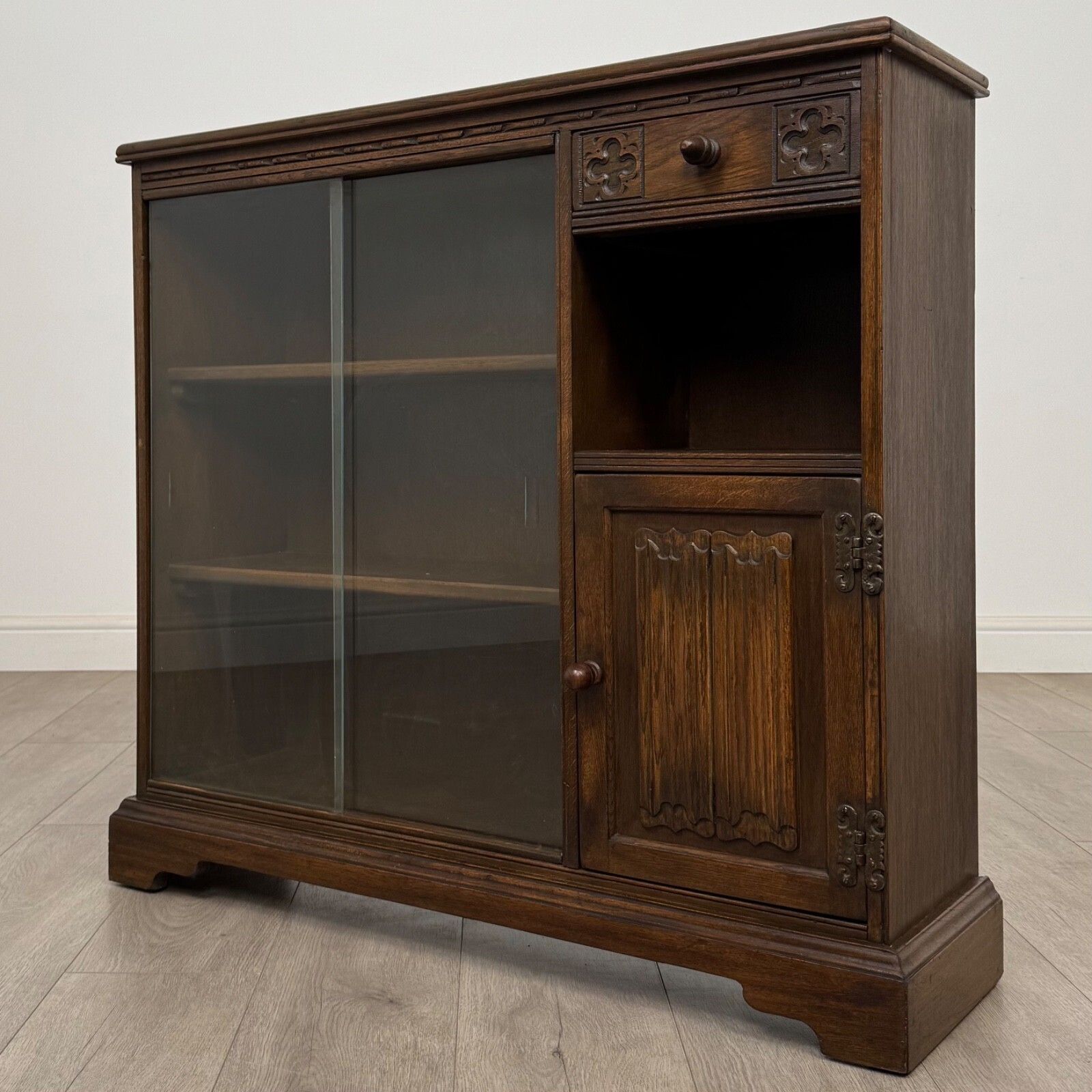 Antique 20th Century Small Linenfold Bookcase In Oak ( Af 5473 ) photo Furniture
