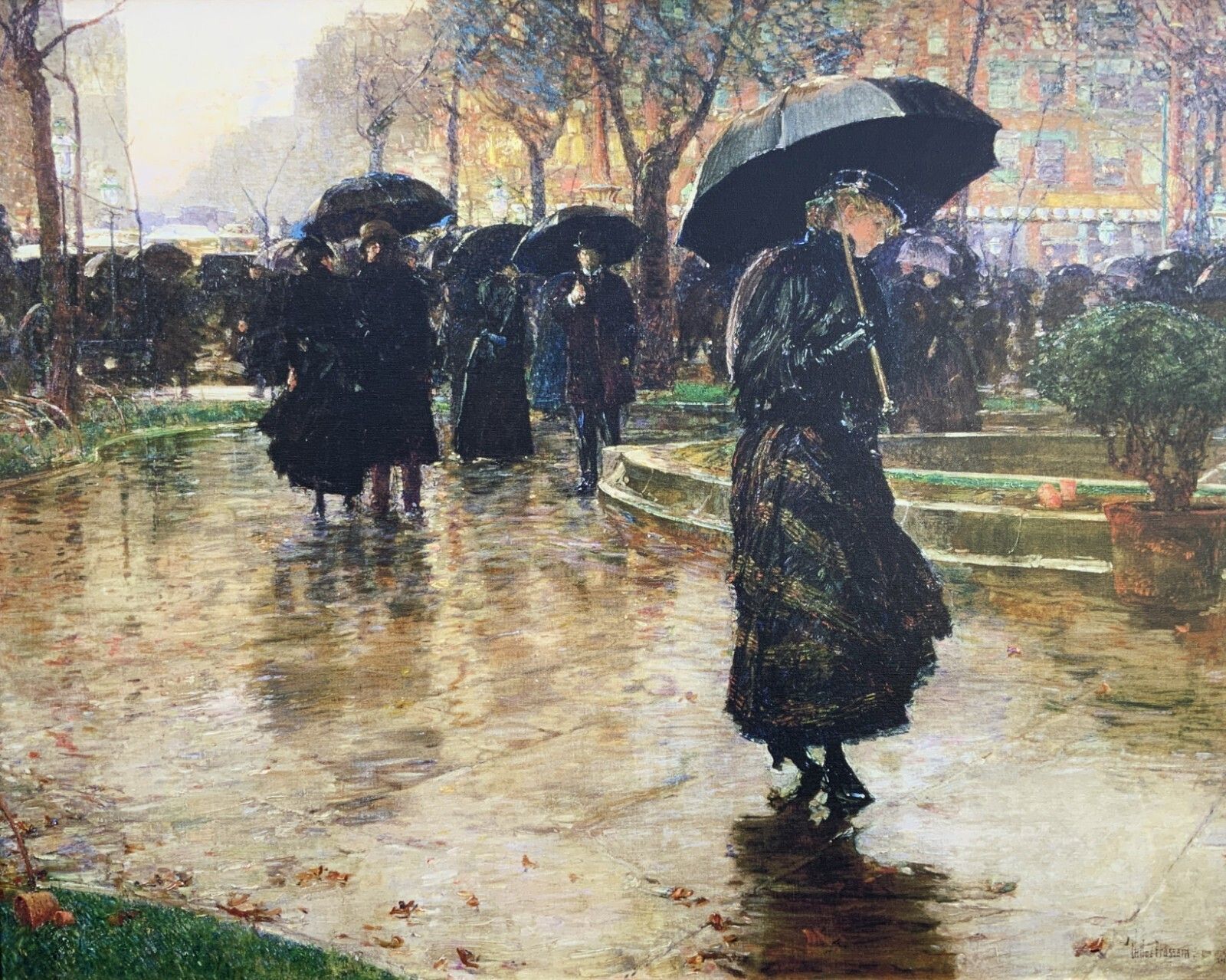 Large Impressionist Parisian City Print On Canvas Picture Decorative Gilt Frame photo for sale