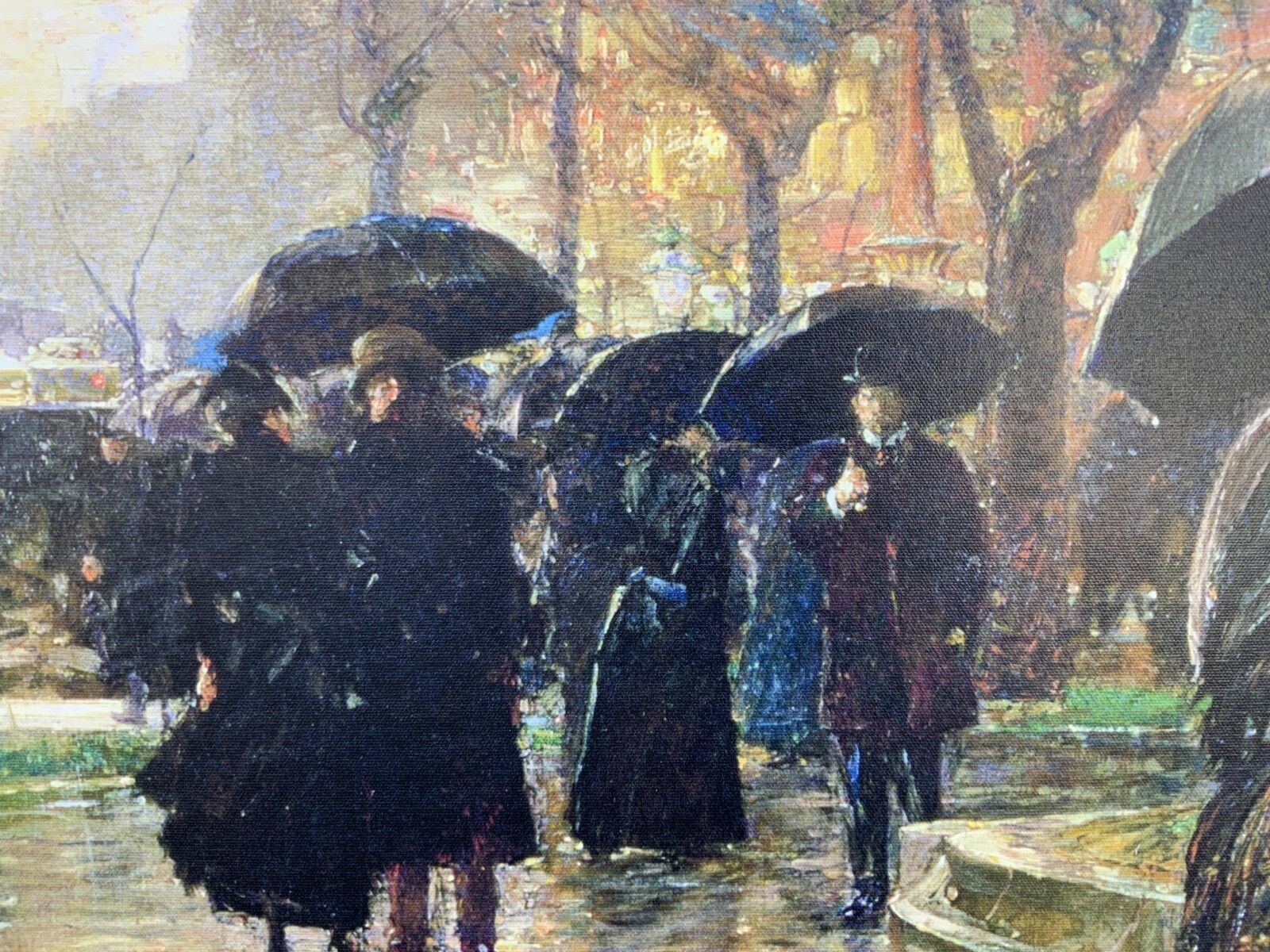 photo vinterior Large Impressionist Parisian City Print On Canvas Picture Decorative Gilt Frame