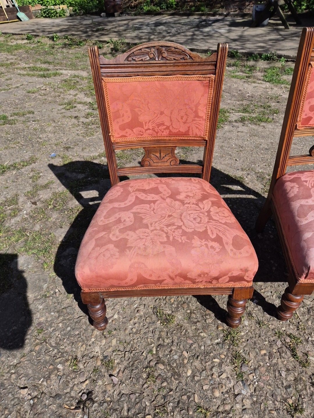 Pair Of Antique Walnut Low Side/Bedroom Chairs photo furniture