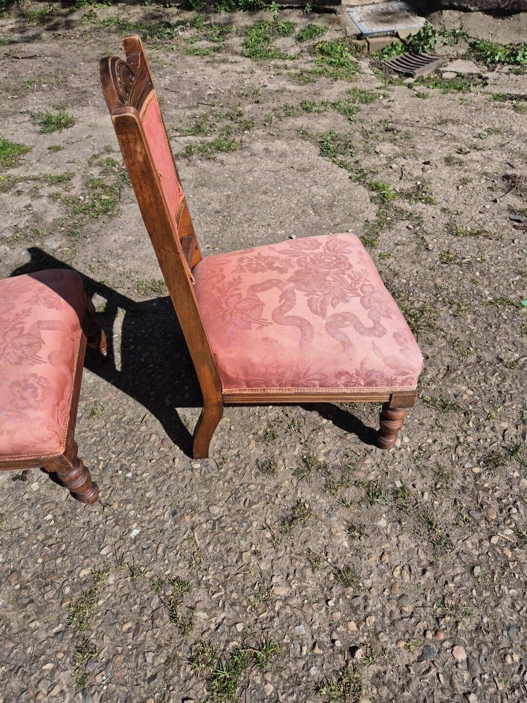 Pair Of Antique Walnut Low Side/Bedroom Chairs photo buy