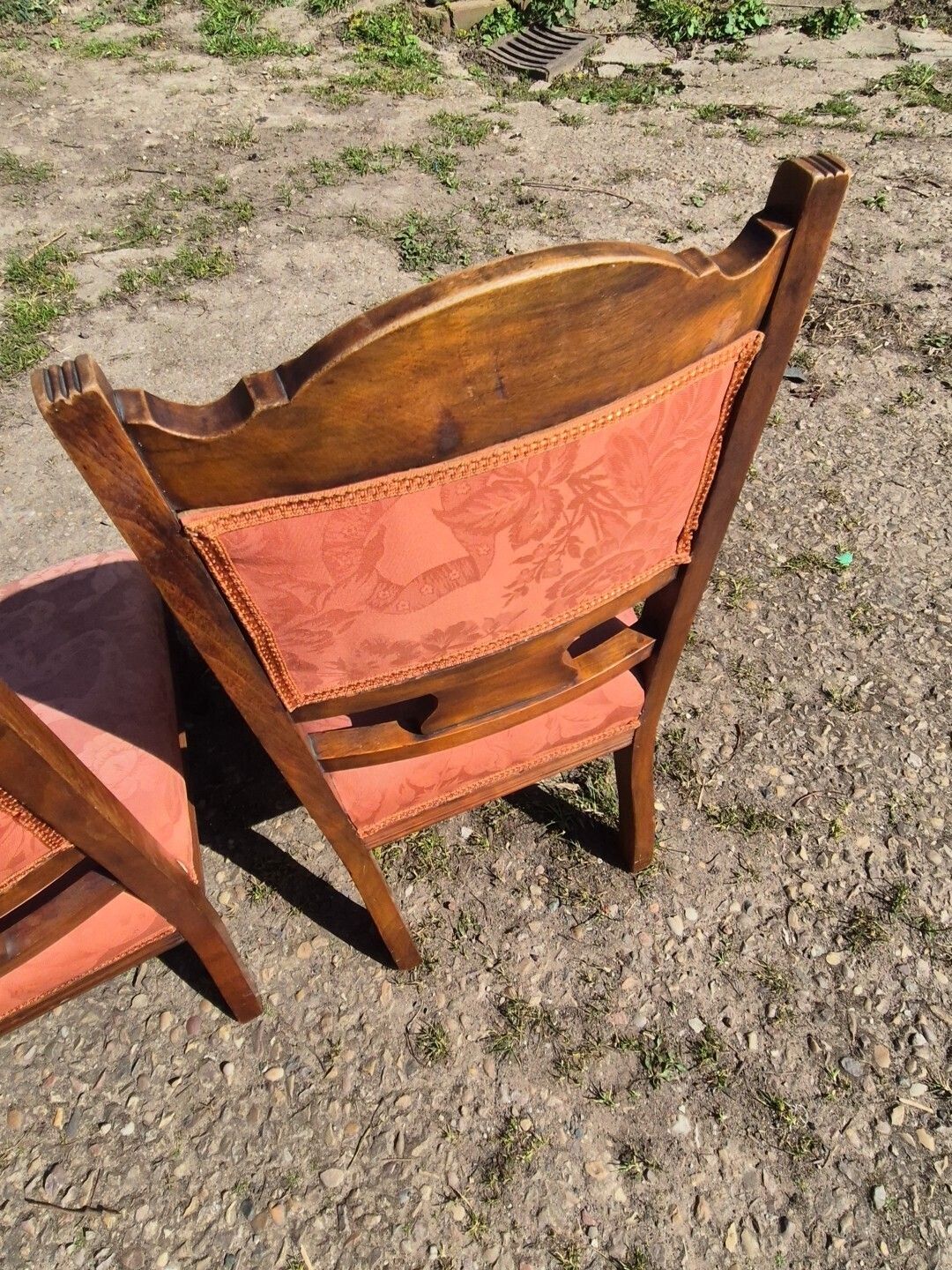 photo for sale Pair Of Antique Walnut Low Side/Bedroom Chairs