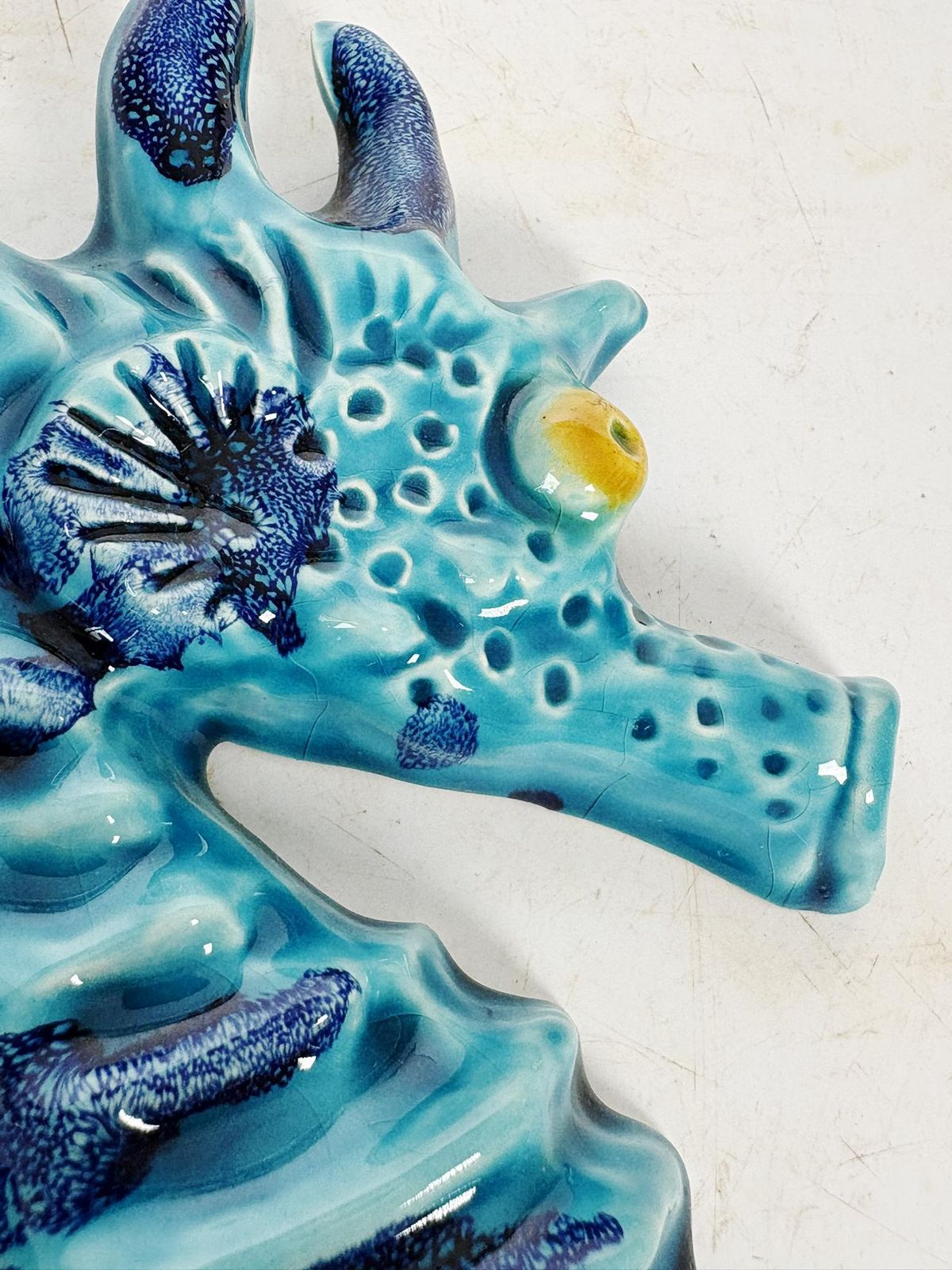 Blue Wall Decoration Made Of Glazed Ceramic, France, 1970 photo vinterior