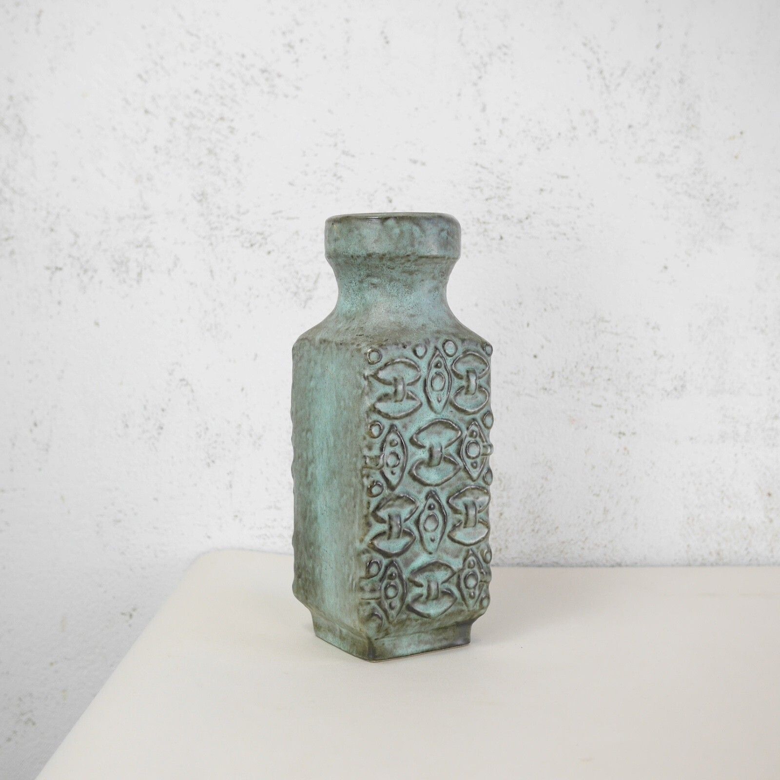 Vintage West German Mid Century Fat Lava Blues Greens Bay Vase #103151 photo furniture