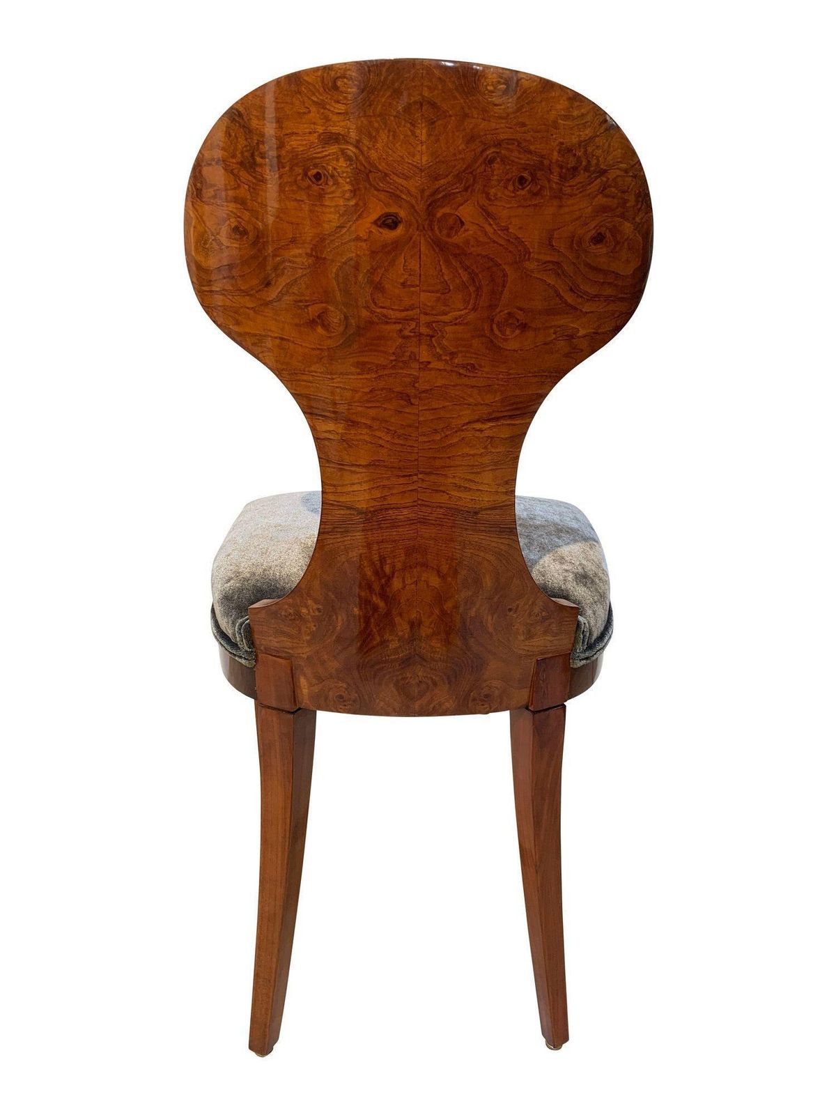 Set Of Four Austrian Biedermeier Chairs, Ash Veneer, Grey Velvet, Circa 1890 photo buy