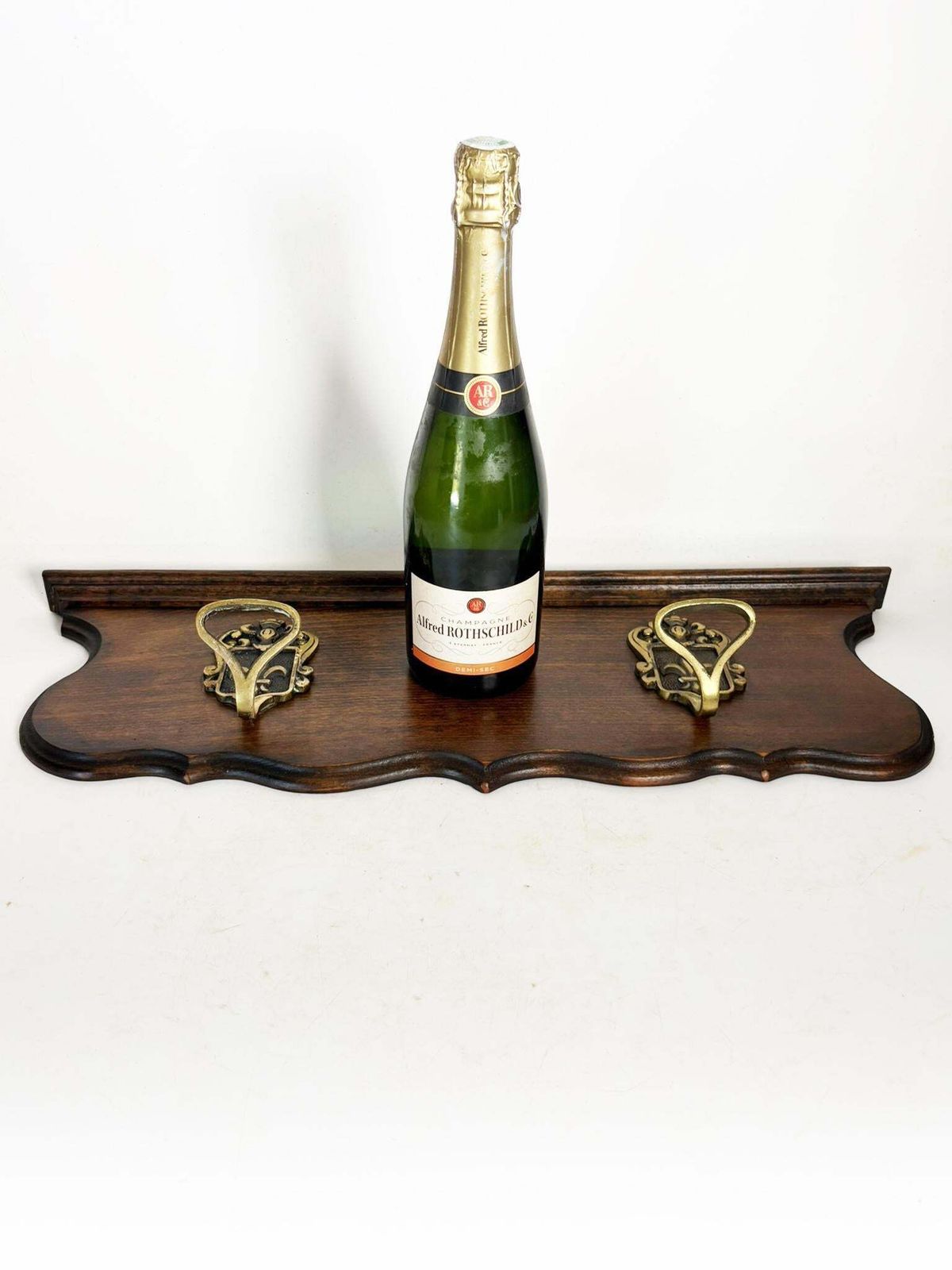 Wooden And Brass Coat Rack, France, 1950 photo for sale