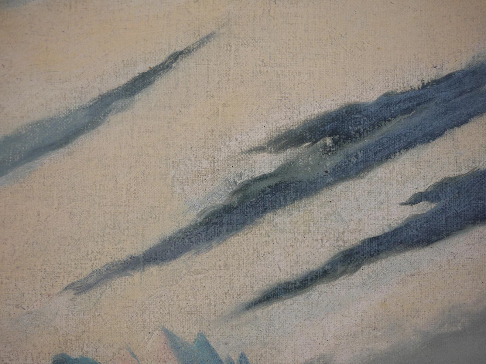 Antique Painting "Skiers In Garmisch, Alpspitze"   Early XX Century photo buy
