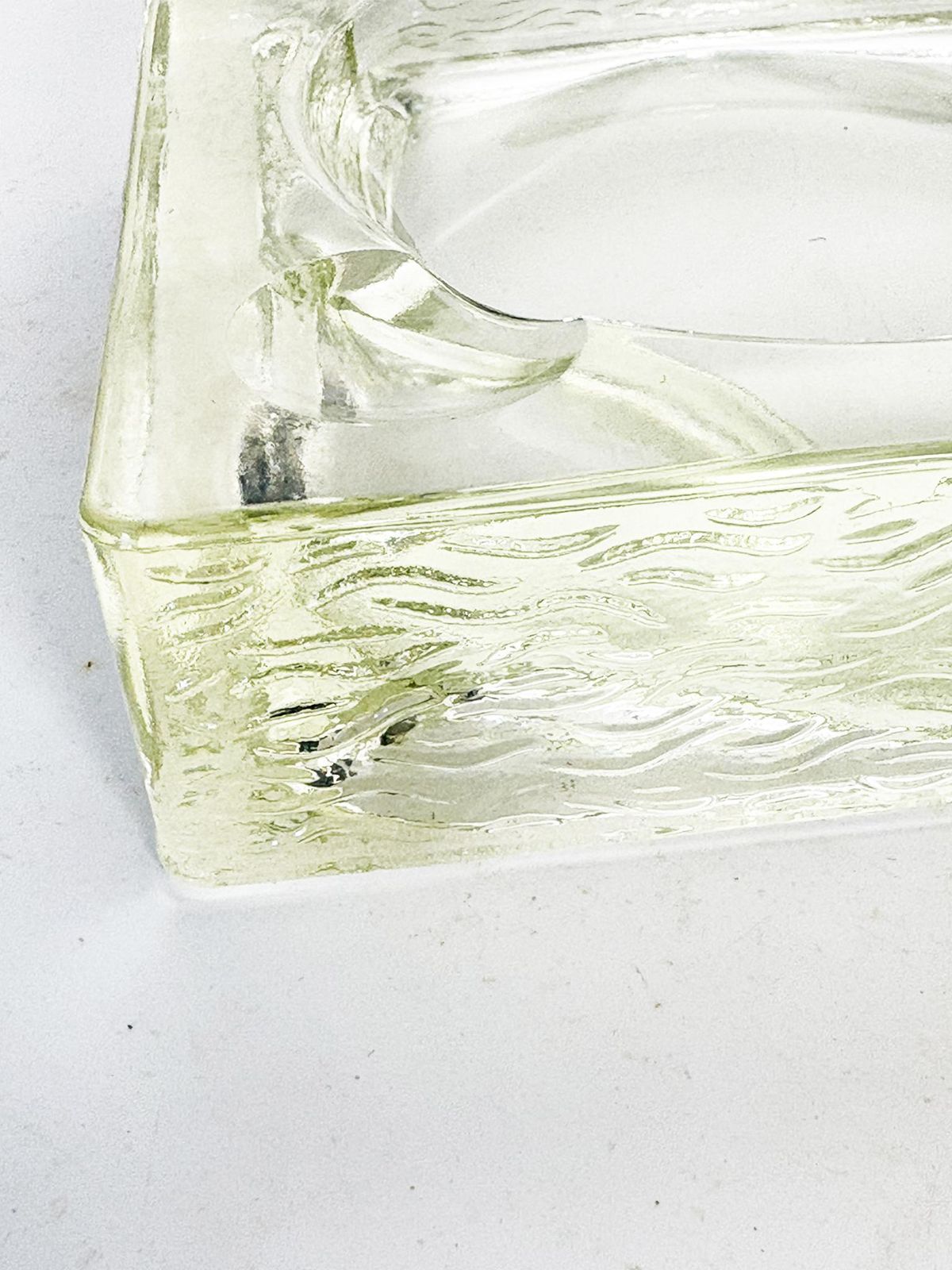Square Glass Ashtray, Art Deco Style, Saint Gobain Glass, France, 1940 photo vinterior