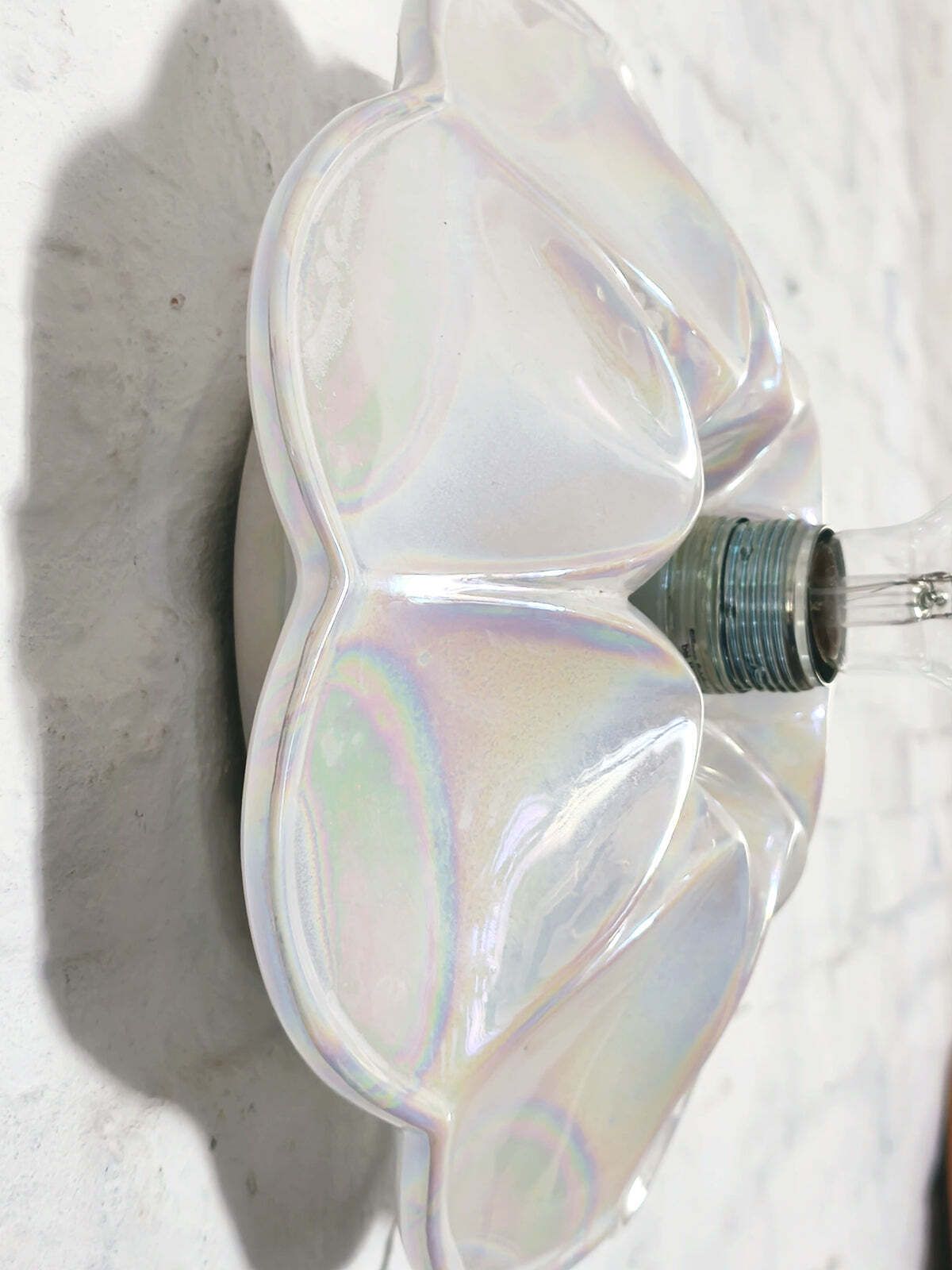 photo for sale Mid Century Iridescent Porcelain Wall Lamp By Goebel For Pan Germany 1970s