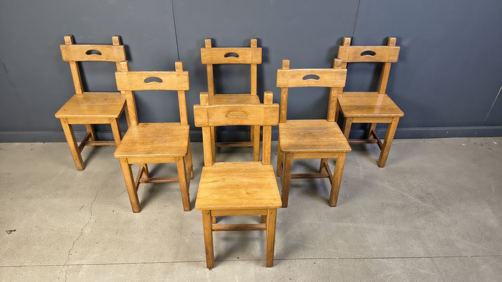Vintage Oak Brutalist Chairs, 1960s   Set Of 6 photo furniture