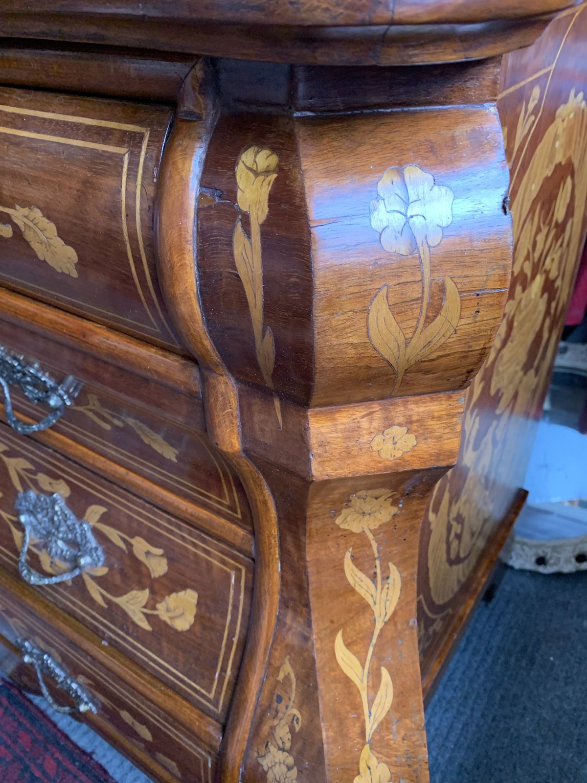 photo furniture 20th Century Marquetry Bombe Chest Of Drawers