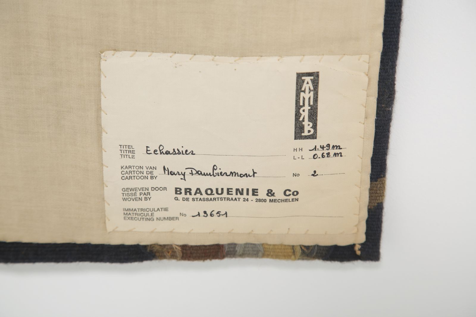photo for sale Belgian Mid Century Hand Woven Tapestry 'Le  Heron' By Mary Dambiermont, Signed.