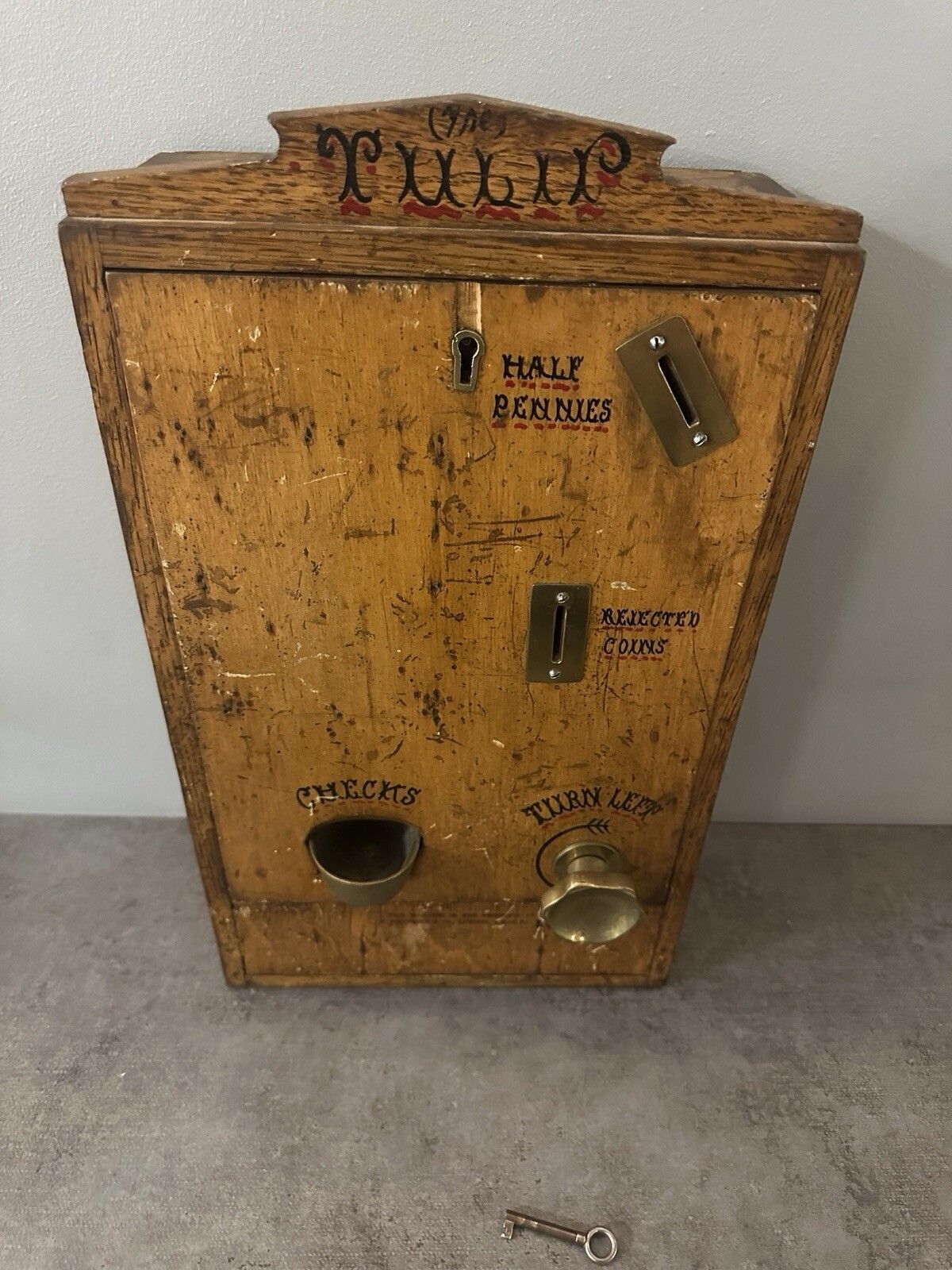 Antique Edwardian “Tulip” Tuppenny Coin Operated Token Machine B. Mathews London photo furniture