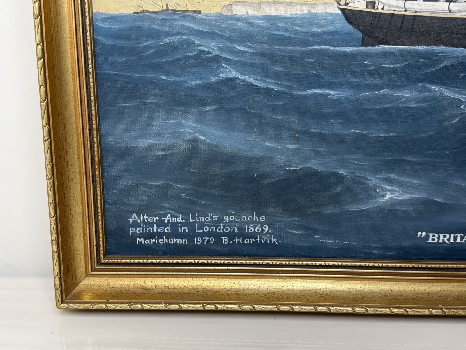 “Britannia Of åland Under Full Sail” — Captain August Ekblom Baltic Trading Barque | After Andreas G. Lind, London 1869 | B. Hartvik, Mariehamn 1979 photo 7500.0