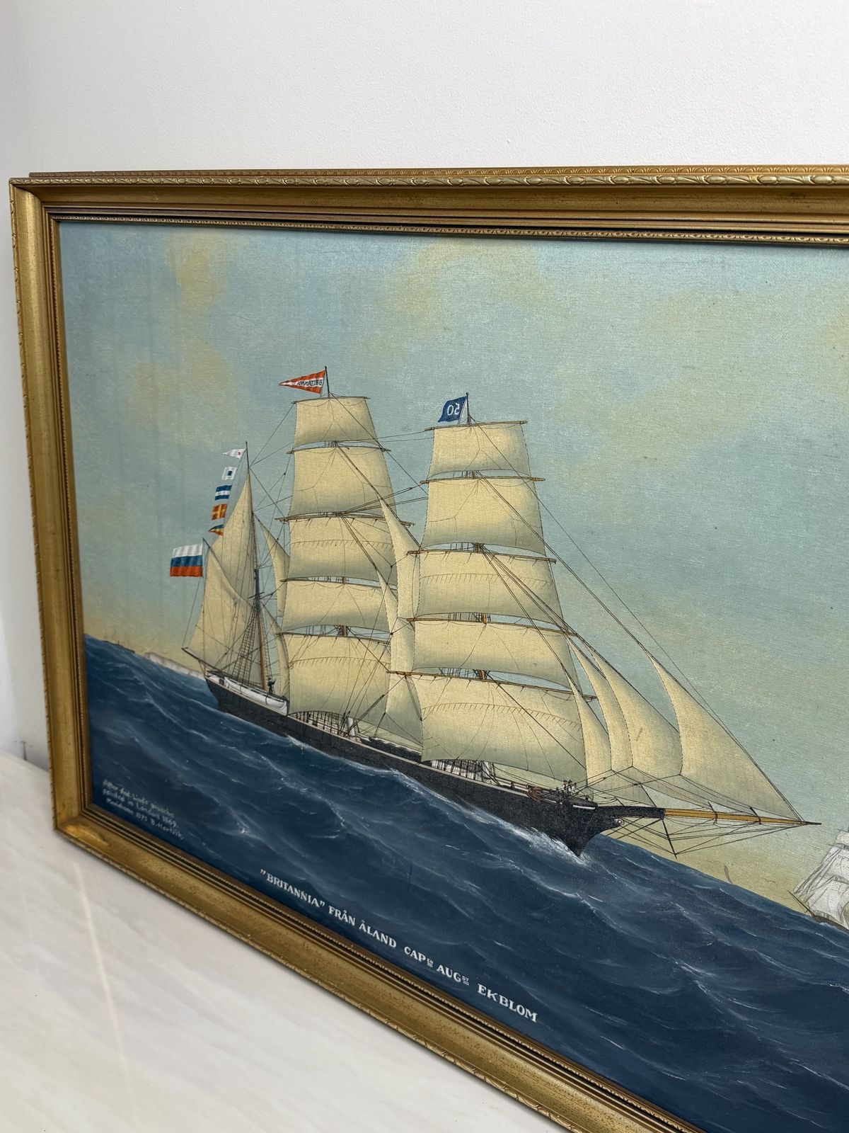 Art “Britannia Of åland Under Full Sail” — Captain August Ekblom Baltic Trading Barque | After Andreas G. Lind, London 1869 | B. Hartvik, Mariehamn 1979 photo
