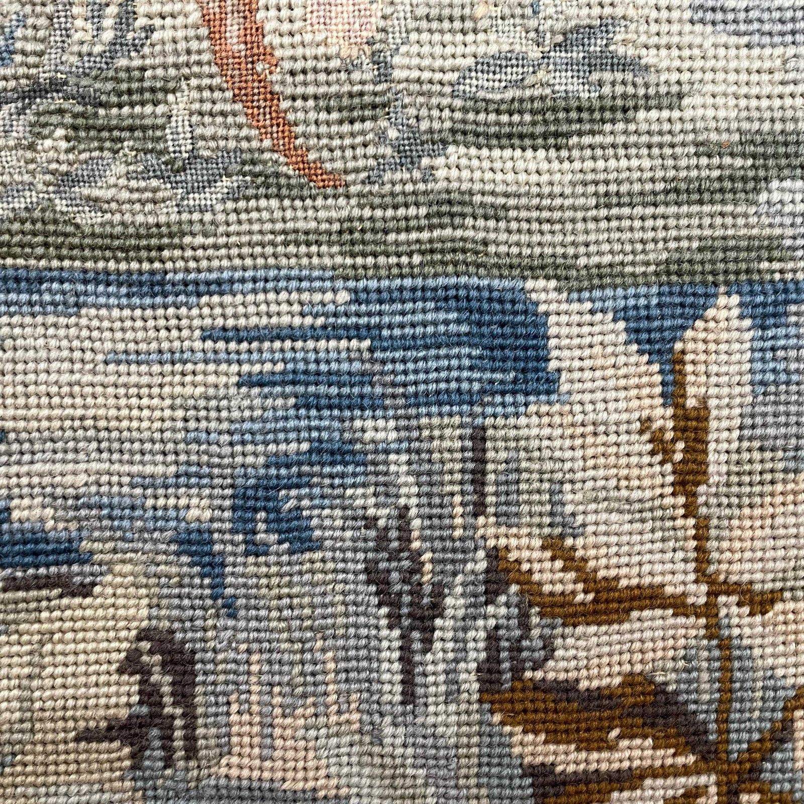 Hand Embroidered Bird Needlepoint Framed Wall Art Vintage Nature Tapestry Blue Tones Textile Wall Hanging Unframed photo 125.0