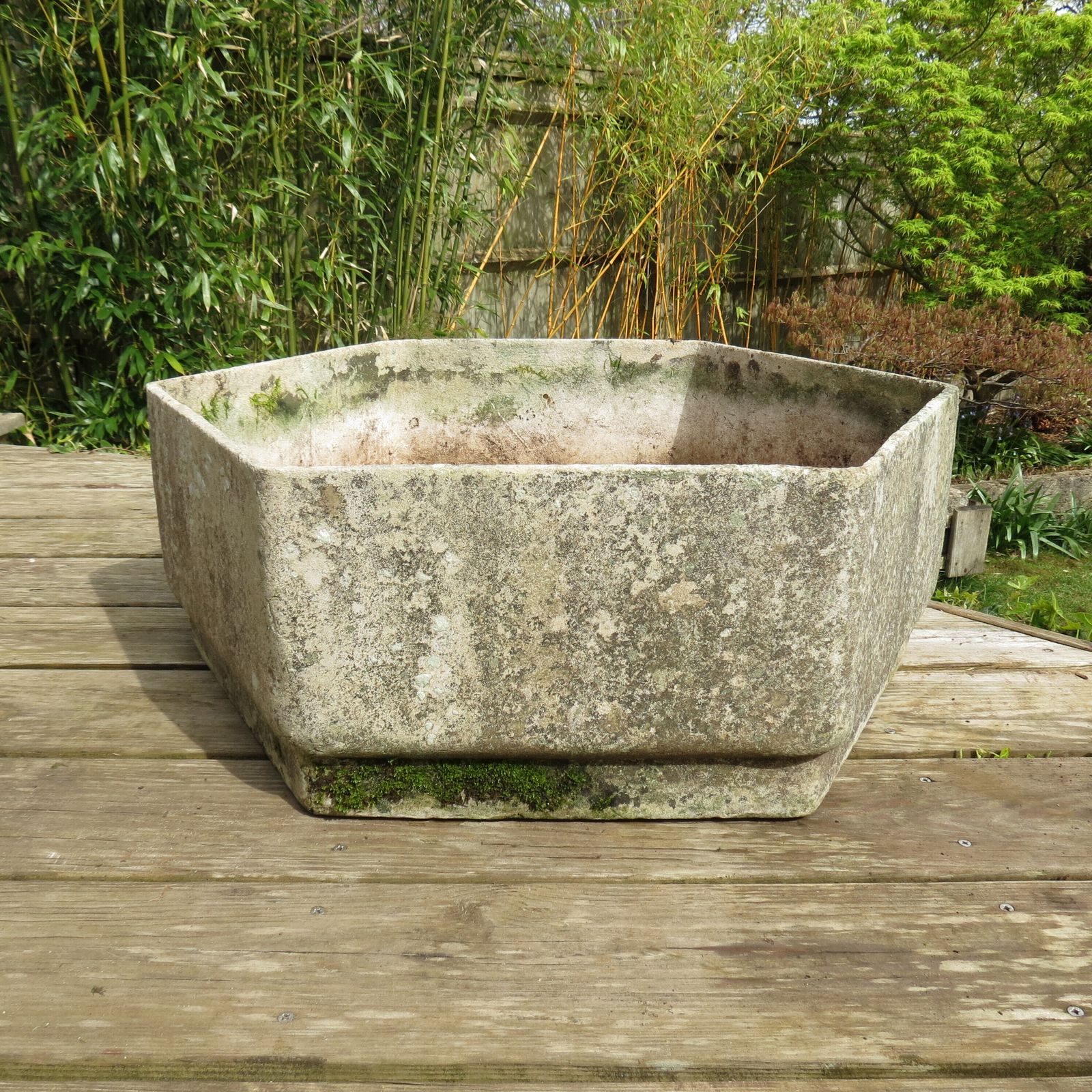 Large Hexagon Concrete Garden Planter 1970s photo Garden Decor