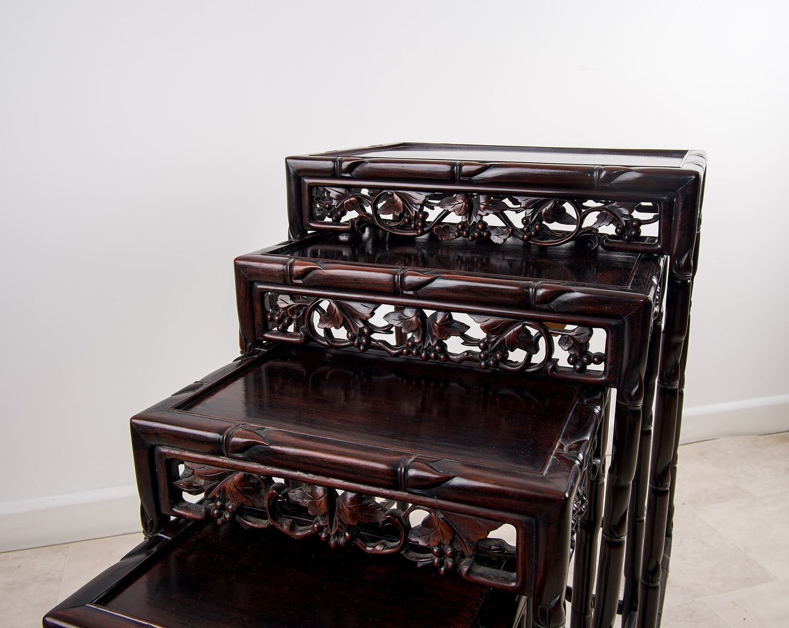 19th Century Chinese Hardwood Nest Of Tables Graduated Side Tables photo Furniture