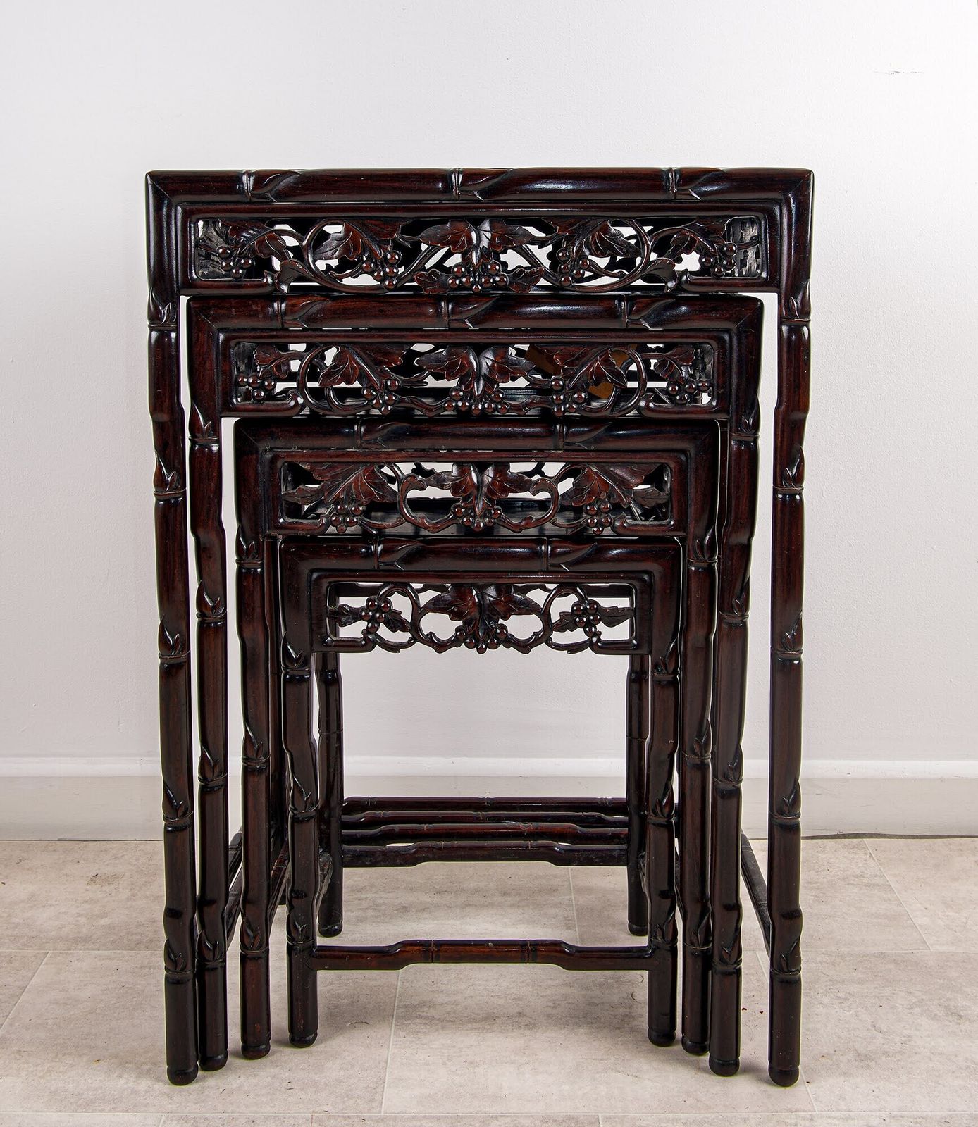 19th Century Chinese Hardwood Nest Of Tables Graduated Side Tables photo vinterior