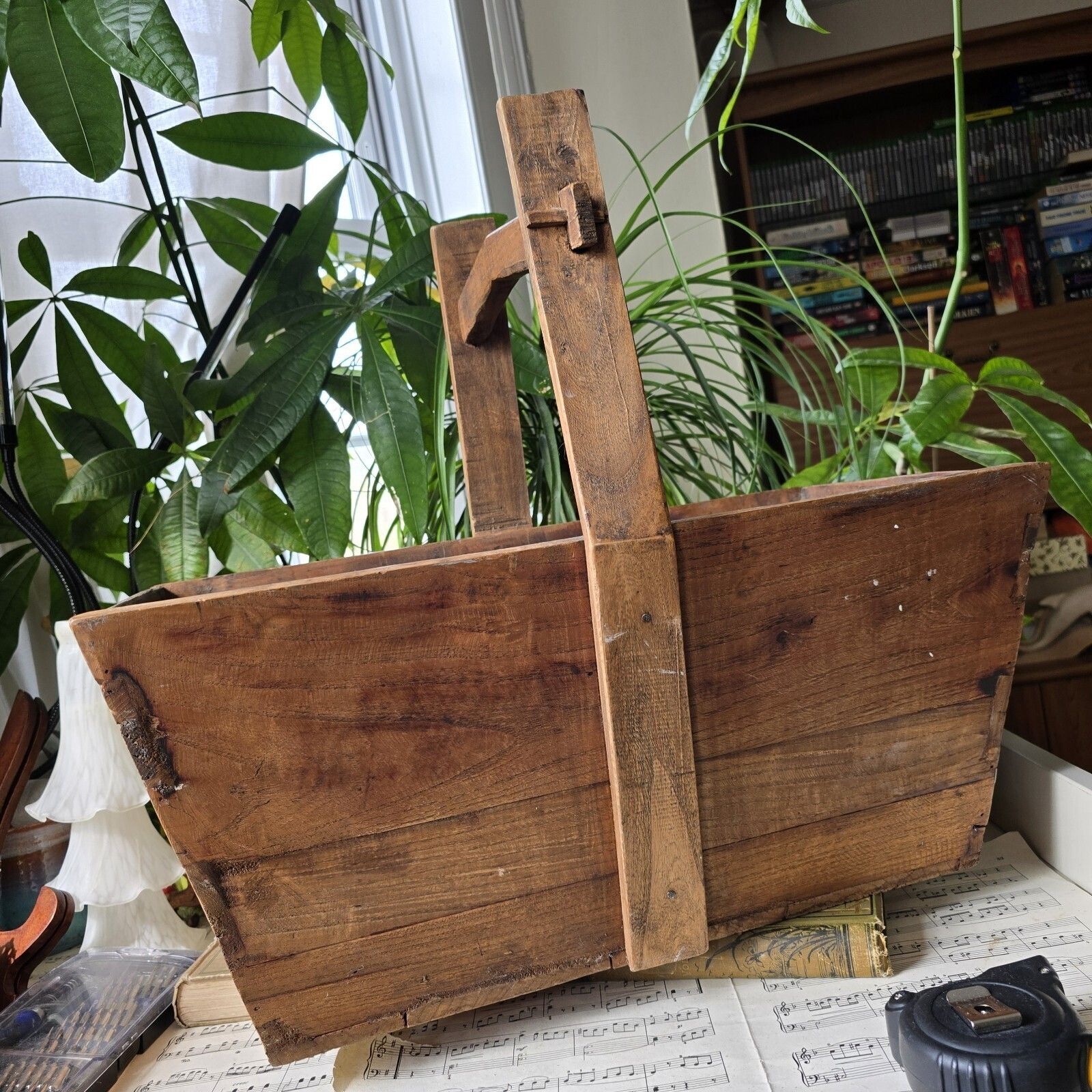 Antique Wooden Trug Chinese Rice Grains Vegetables Old World Rustic Country photo for sale