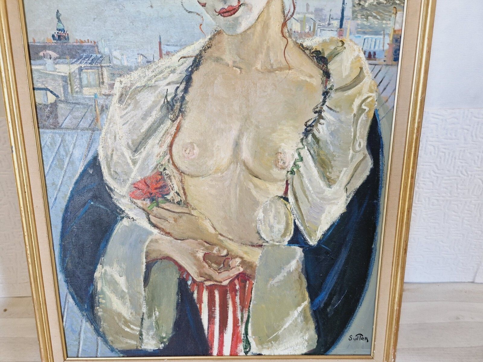 photo for sale Mid Century Oil Painting French Mme Paris