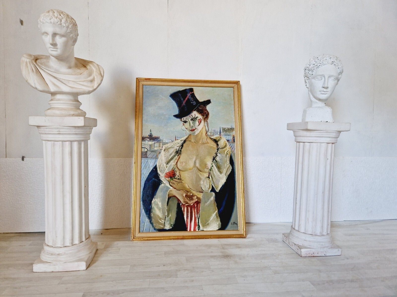 Art Mid Century Oil Painting French Mme Paris photo