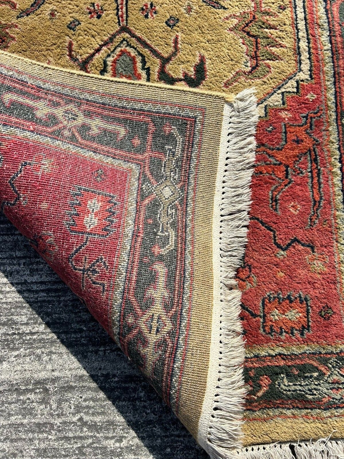 Vintage Hand Knotted & Made Indian Indo Shervan Wool Carpet Rug 169cm X 94cm photo vintage