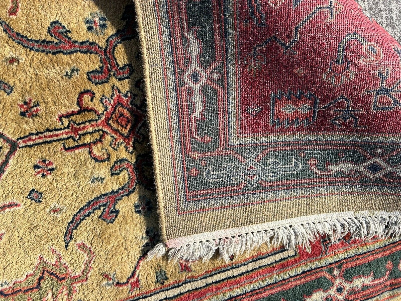 photo buy Vintage Hand Knotted & Made Indian Indo Shervan Wool Carpet Rug 169cm X 94cm