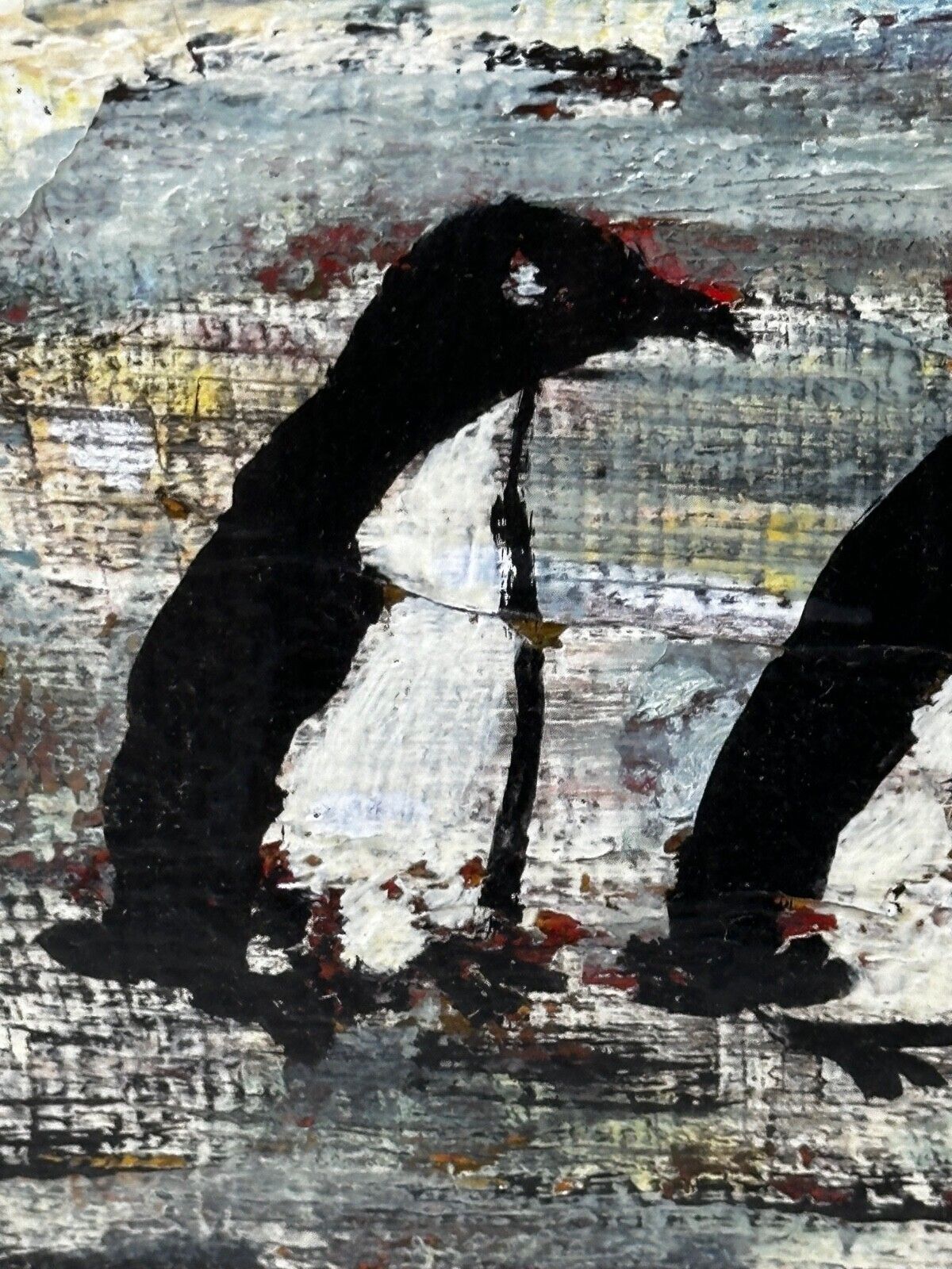 photo buy Impressionist Oil Painting Of Penguins, Antarctica – Signed D. Stead, Framed British Artwork