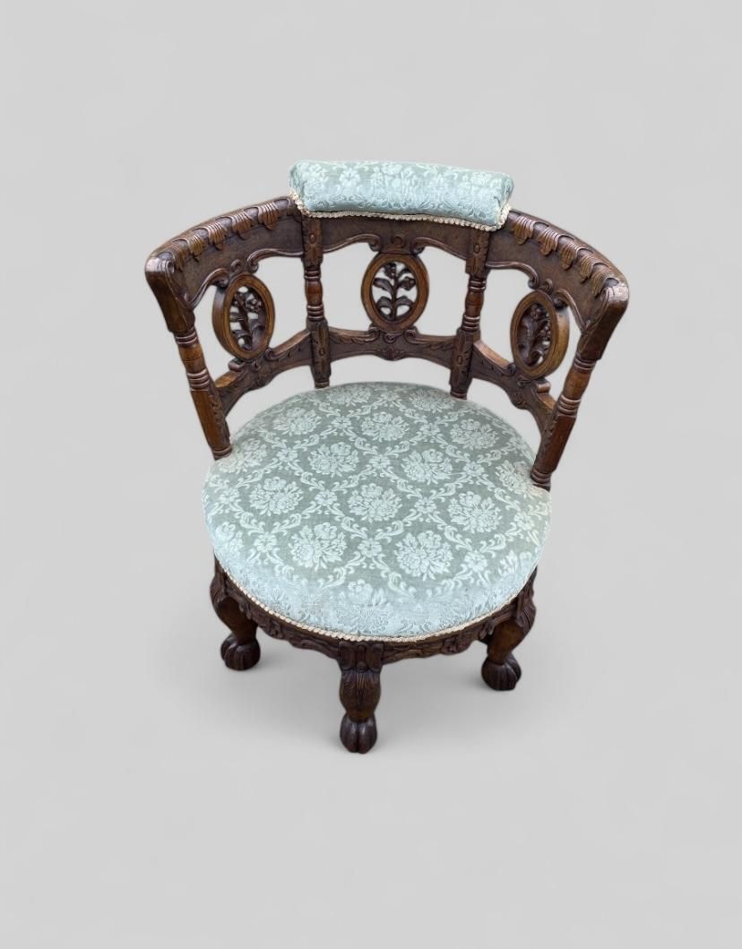Burgermeister Carved Oak Antique Chair photo vinterior