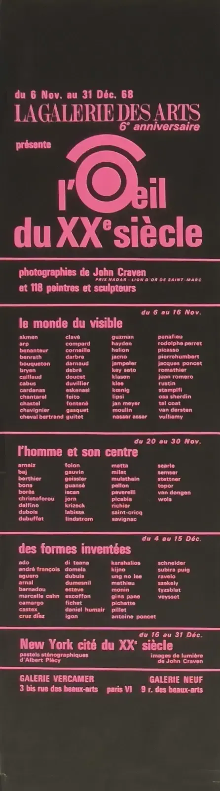 Vintage Art Poster   Paris Exhibition The Eye Of The 20th Century Galerie Des Arts 1968