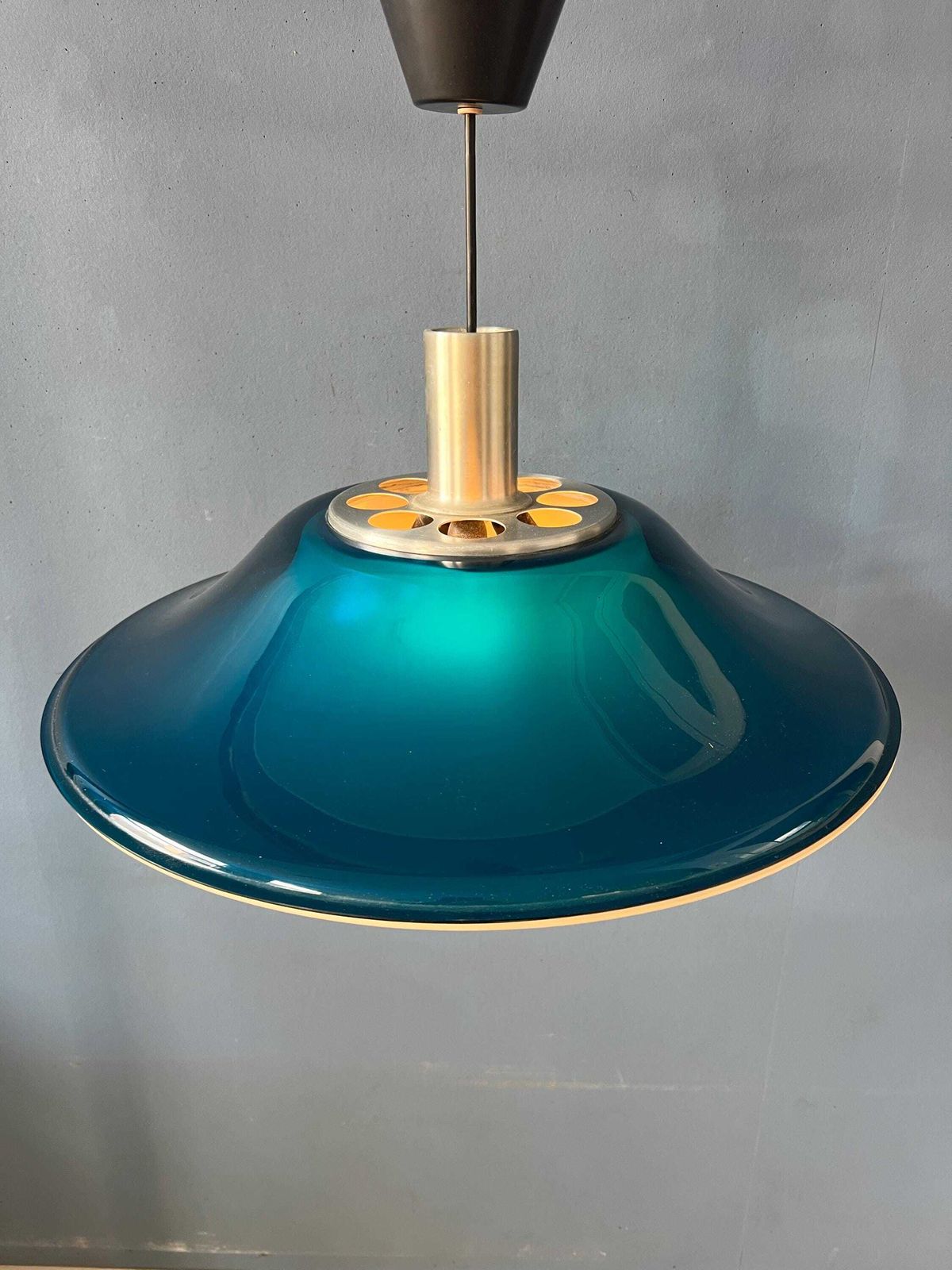 Blauwe Ufo Vliegende Schotel Space Age Hanglamp photo Verlichting