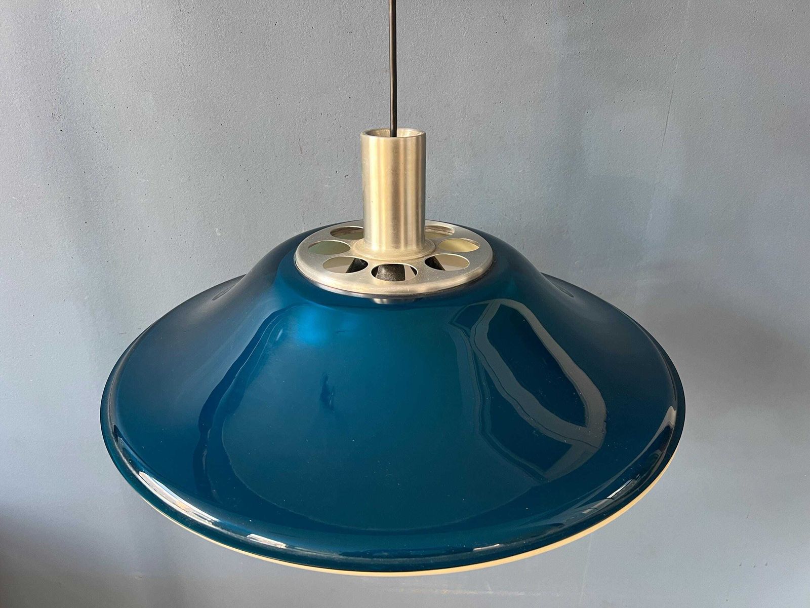 Blauwe Ufo Vliegende Schotel Space Age Hanglamp photo vintage