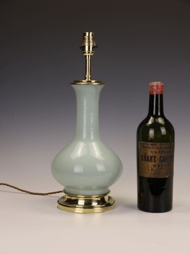 A Superb 19th Century French Celadon Porcelain Table Lamp photo Lighting