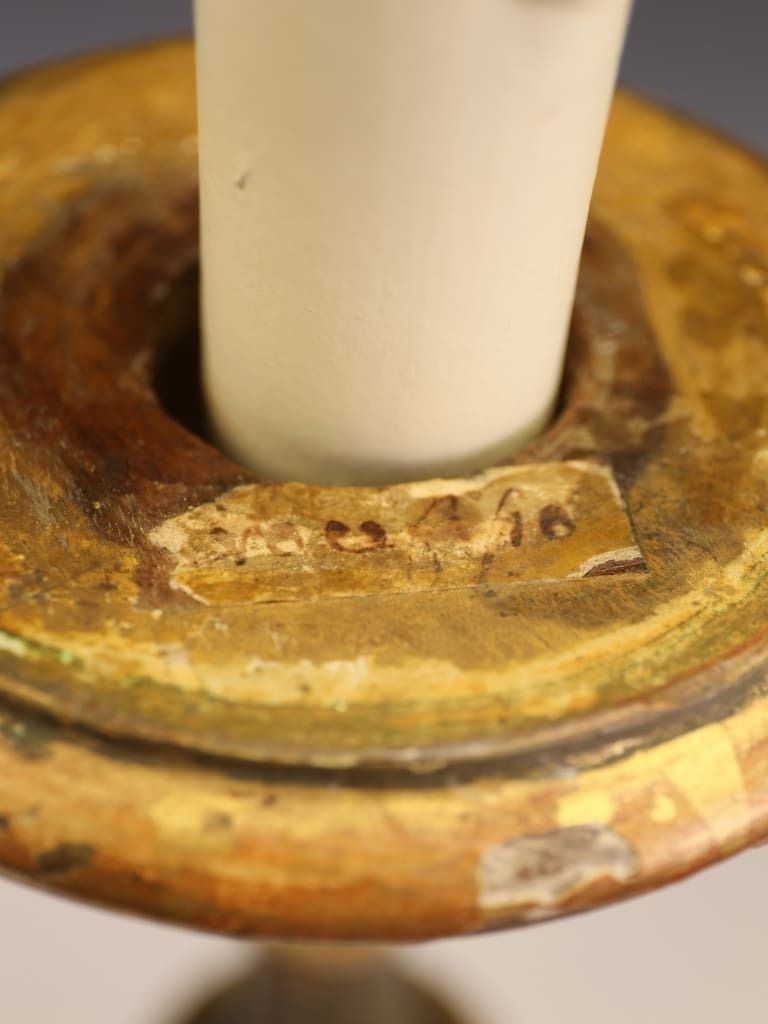 Lighting A Distinguished Pair Of 18th Century Giltwood & Polychrome Altarpiece Lamps photo