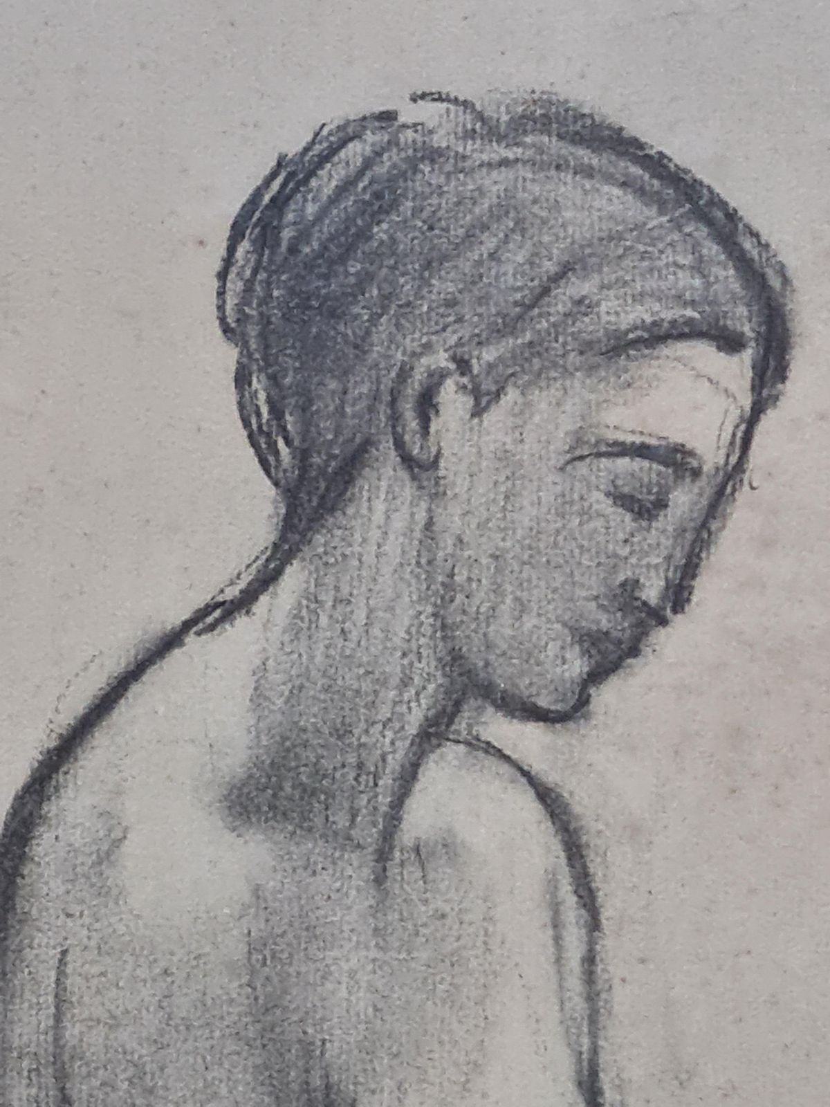 19th Century Academic Study Of Female Nude, Original Framed Charcoal Drawing photo vinterior