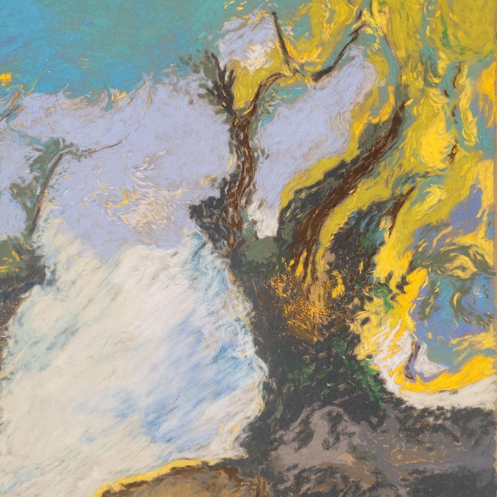 Francis Besson Olive Trees In Mid Summer Provence. Pastel On Paper. 2022 photo furniture