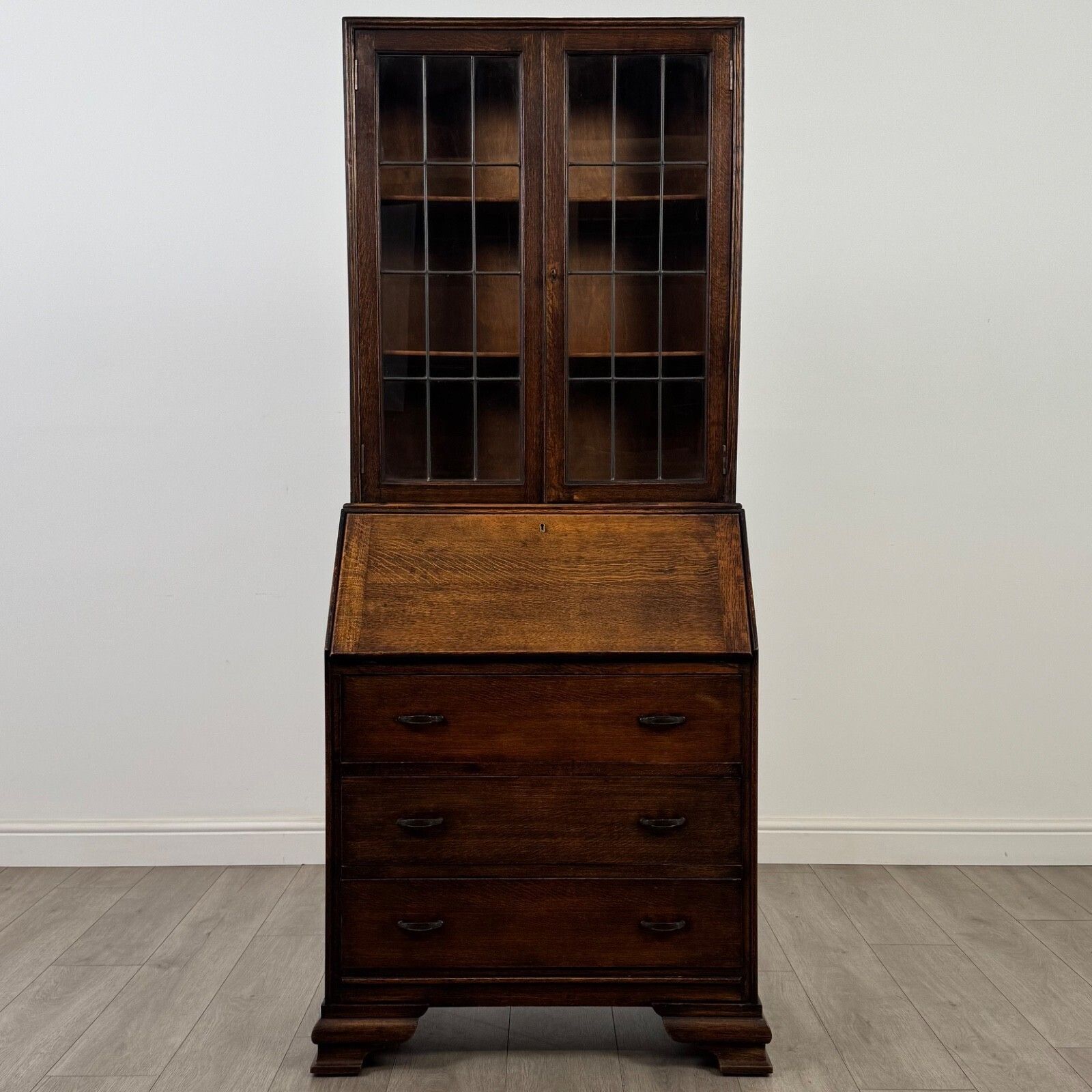 Antique 20th Century Edwardian Bureau Bookcase In Oak ( Af 5452 ) photo furniture