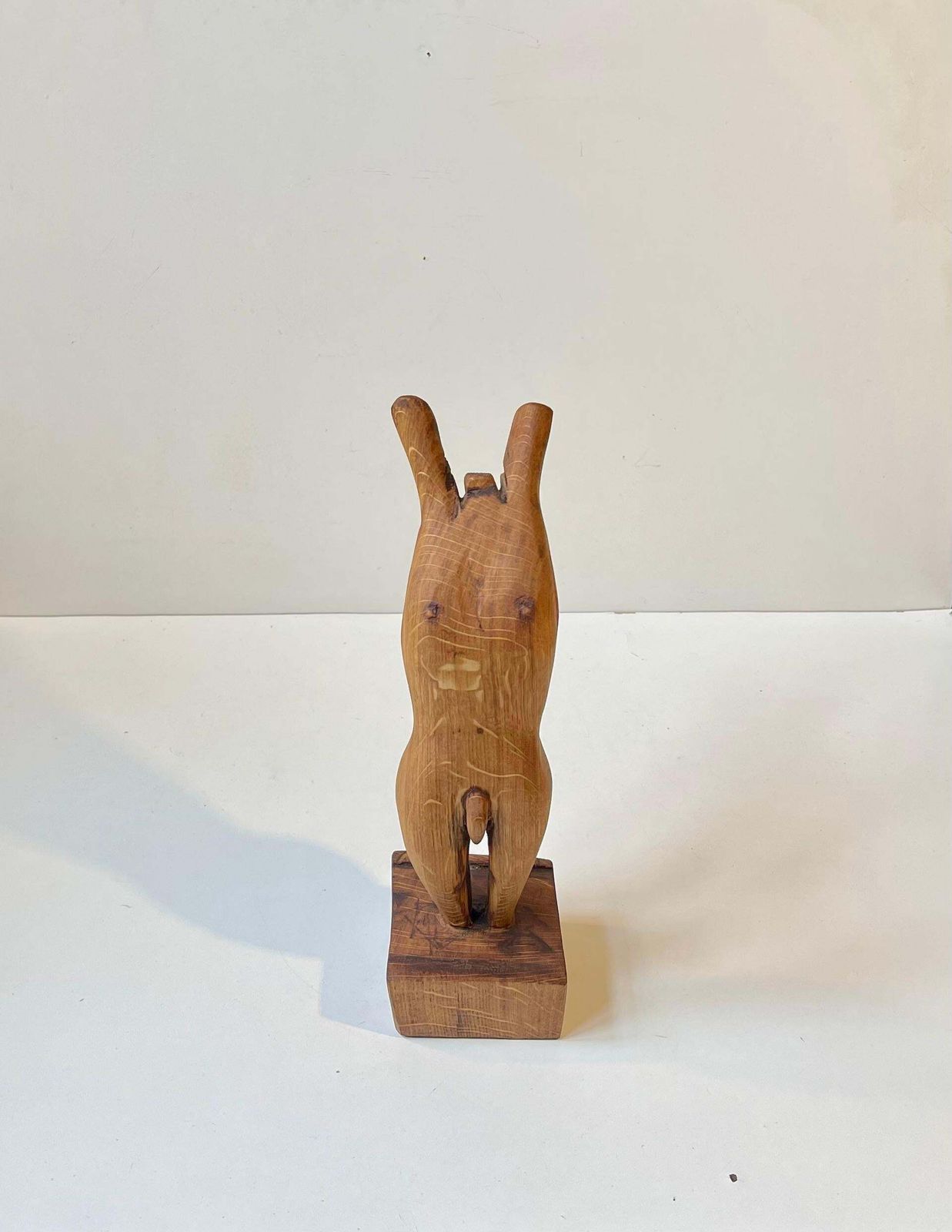 Folk Art Phallus Sculpture   Male Torso In Hand Carved Wood, 1970s photo Art