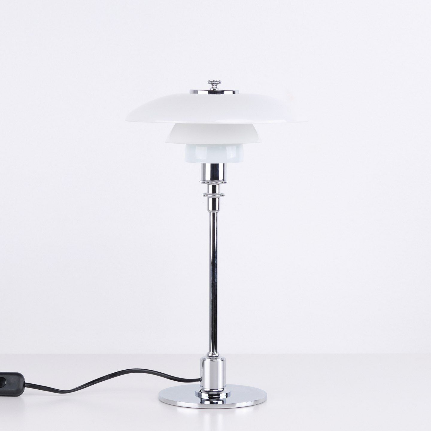 Poul Henningsen Table Lamp Model Ph 2/1 In Chrome For Louis Poulsen. photo vinterior