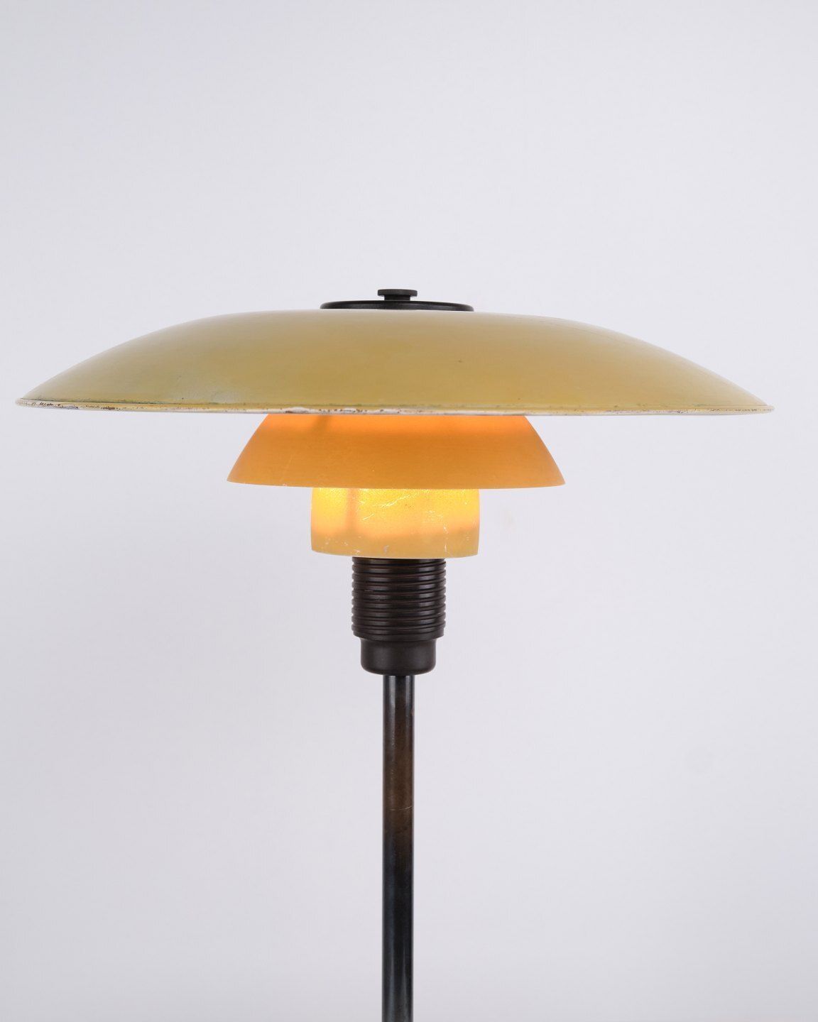 Poul Henningsen Table Lamp Model Ph 3½/2½ With Yellow Metal Top Shade For Louis Poulsen, 1930s. photo furniture