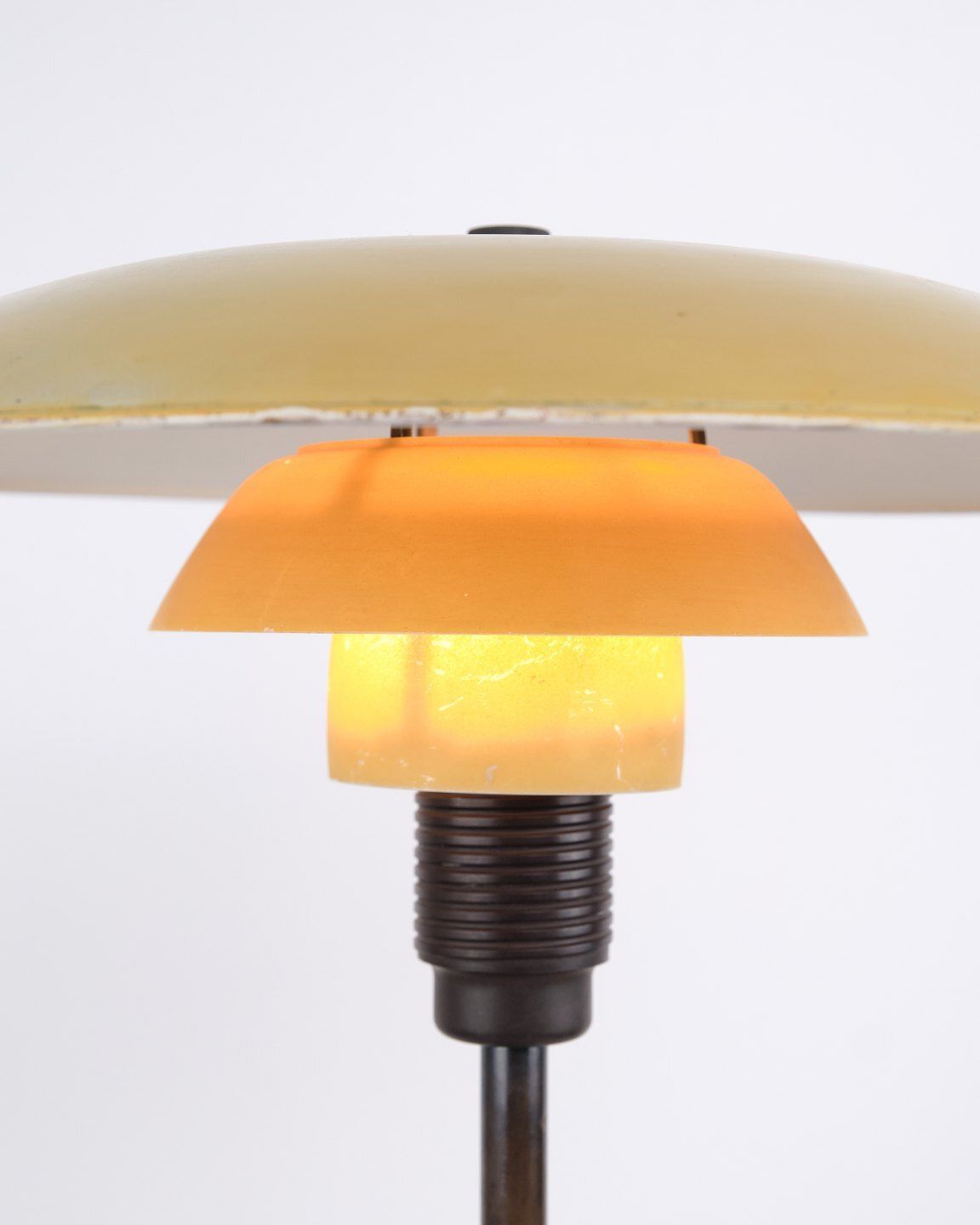 Poul Henningsen Table Lamp Model Ph 3½/2½ With Yellow Metal Top Shade For Louis Poulsen, 1930s. photo Lighting