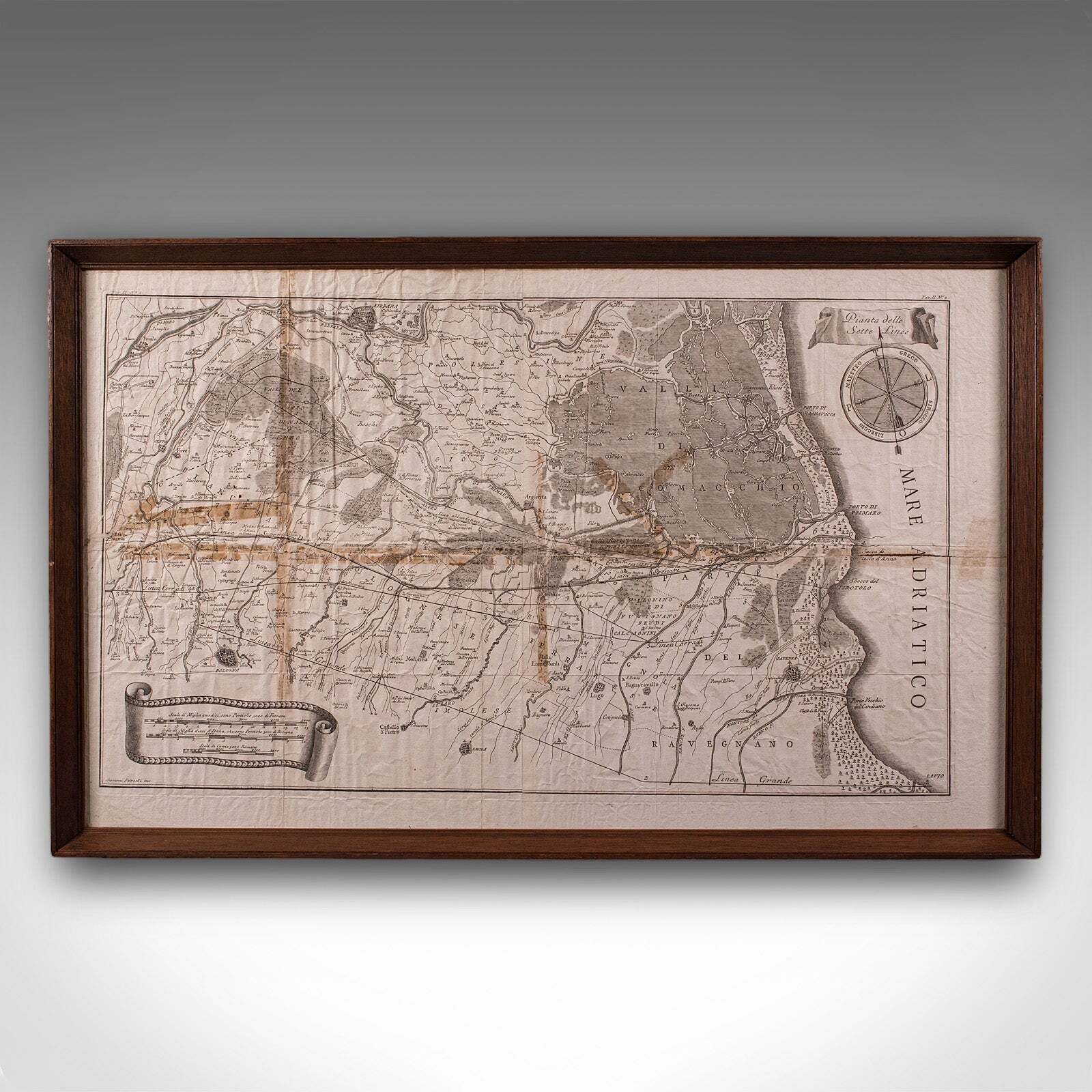 Antique Italian Region Map, Framed Cartography, 18th Century, Emilia Romagna photo furniture