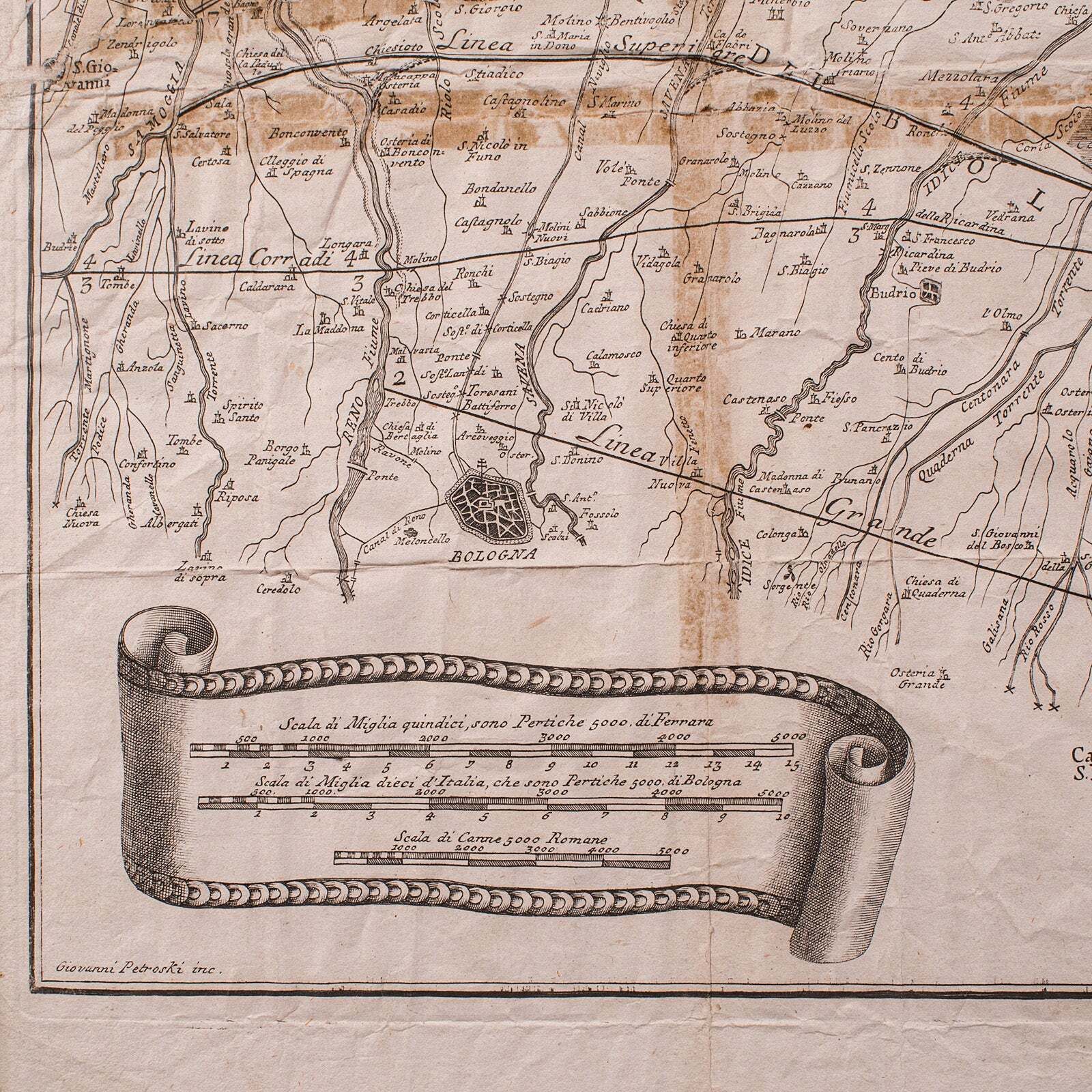Antique Italian Region Map, Framed Cartography, 18th Century, Emilia Romagna photo vintage